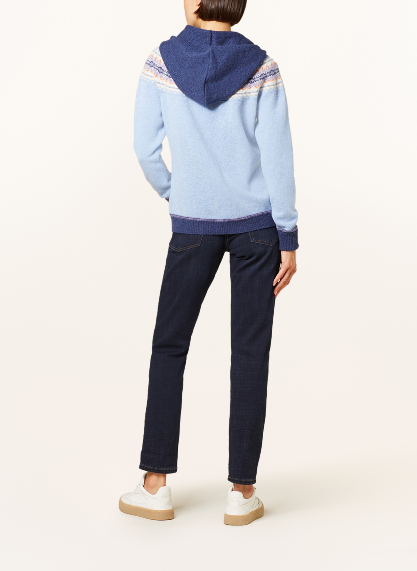 ERIBÉ Knit hoodie, Color: LIGHT BLUE/ BLUE/ ORANGE (Image 3)