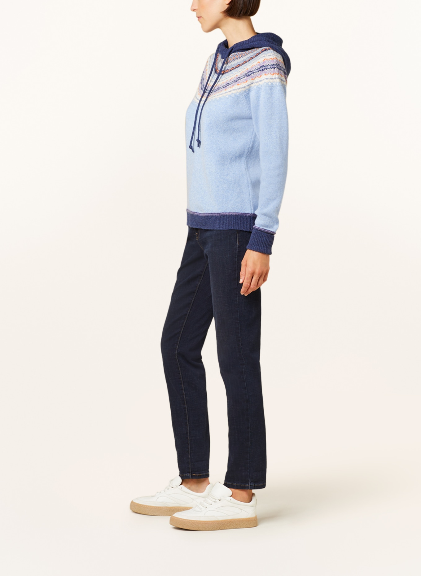 ERIBÉ Knit hoodie, Color: LIGHT BLUE/ BLUE/ ORANGE (Image 4)