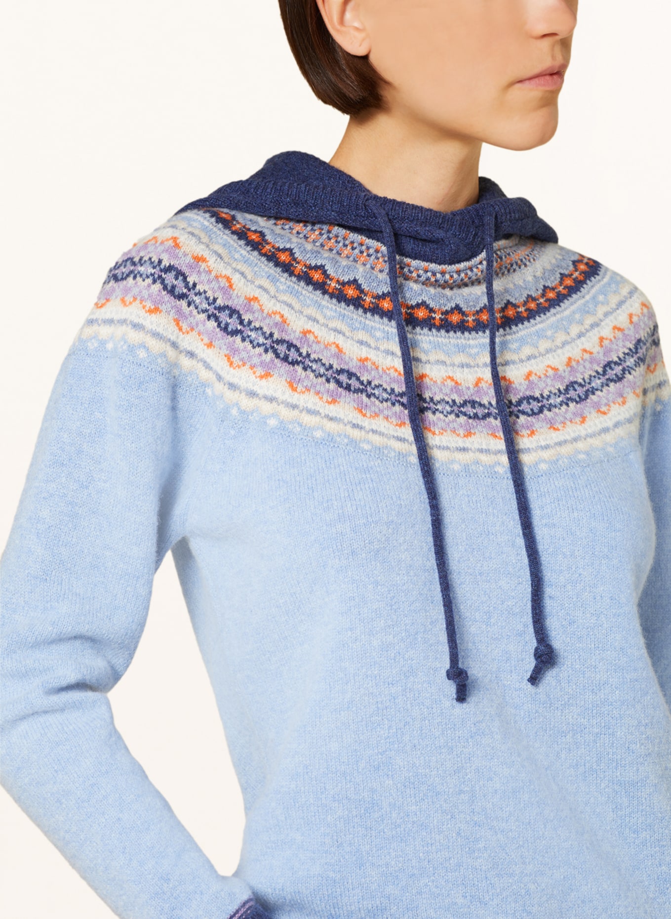 ERIBÉ Knit hoodie, Color: LIGHT BLUE/ BLUE/ ORANGE (Image 5)