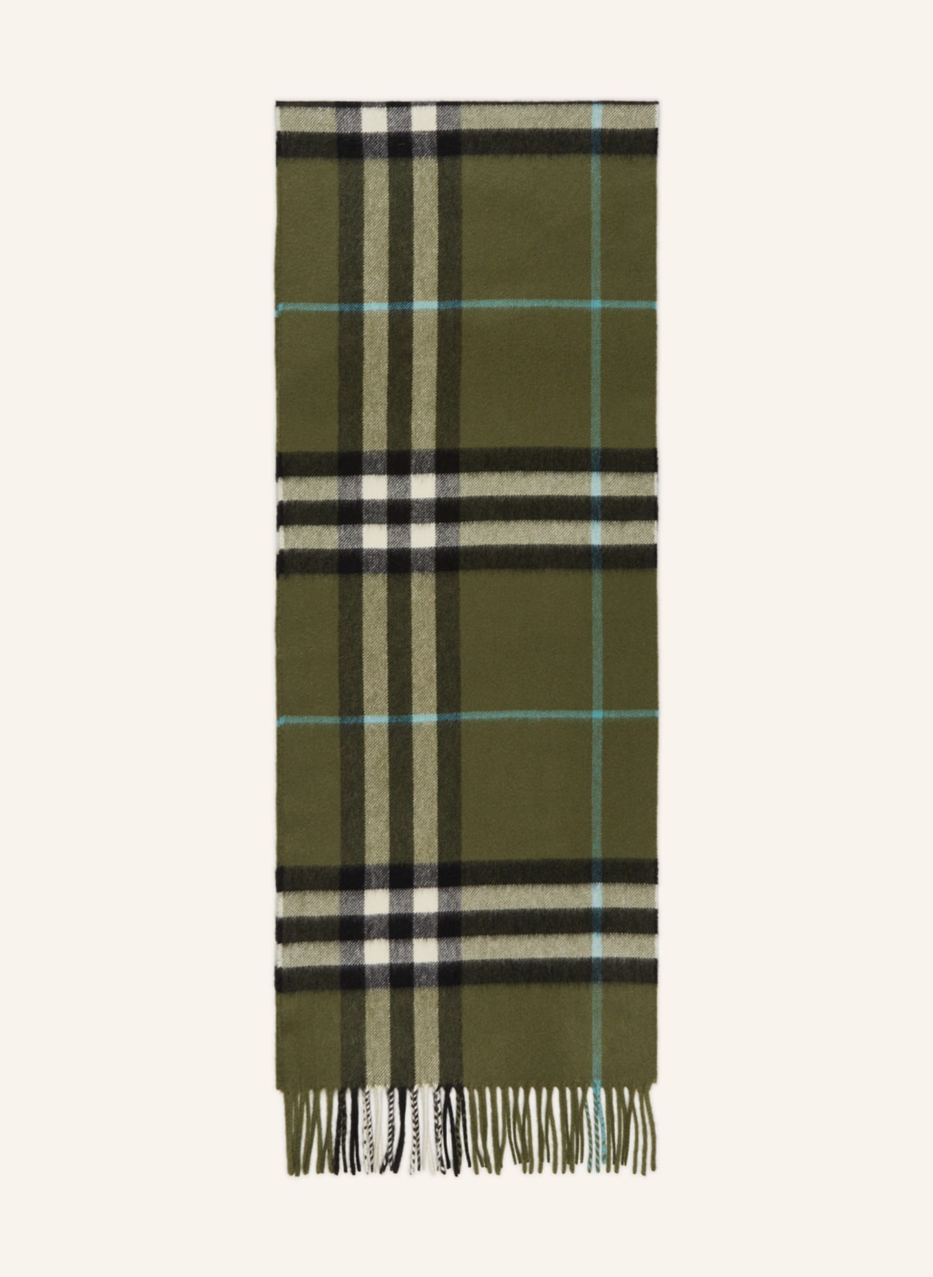 BURBERRY Cashmere scarf, Color: GREEN/ BLACK/ TURQUOISE (Image 1)