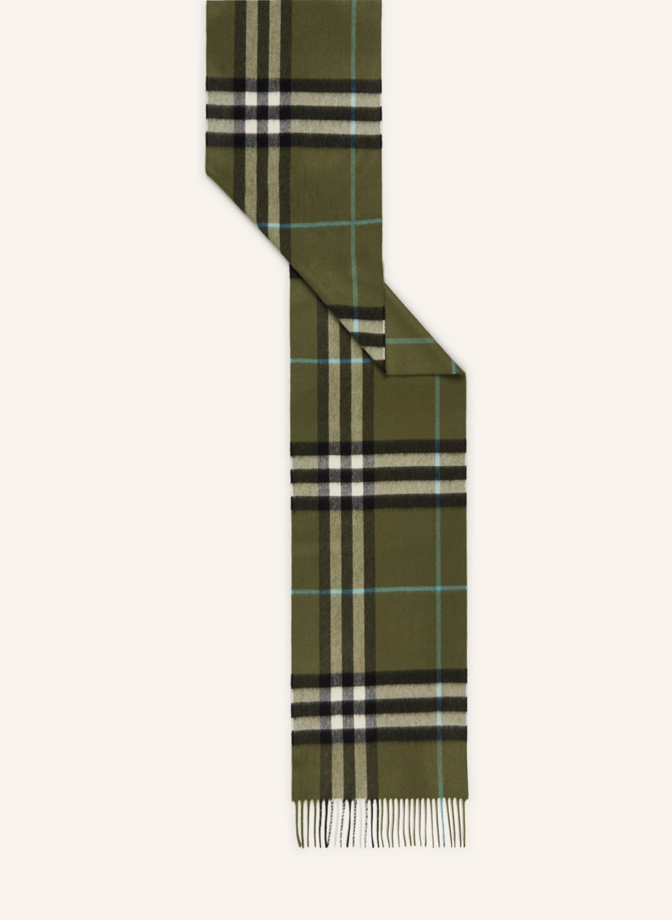 BURBERRY Cashmere scarf, Color: GREEN/ BLACK/ TURQUOISE (Image 2)