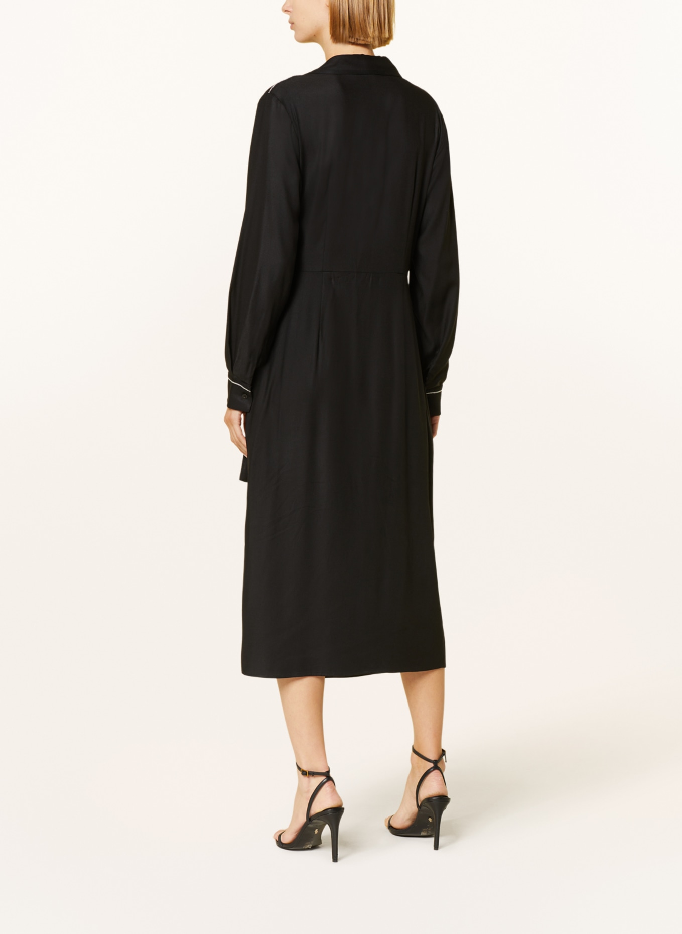 PESERICO Wrap dress, Color: BLACK/ SILVER (Image 3)