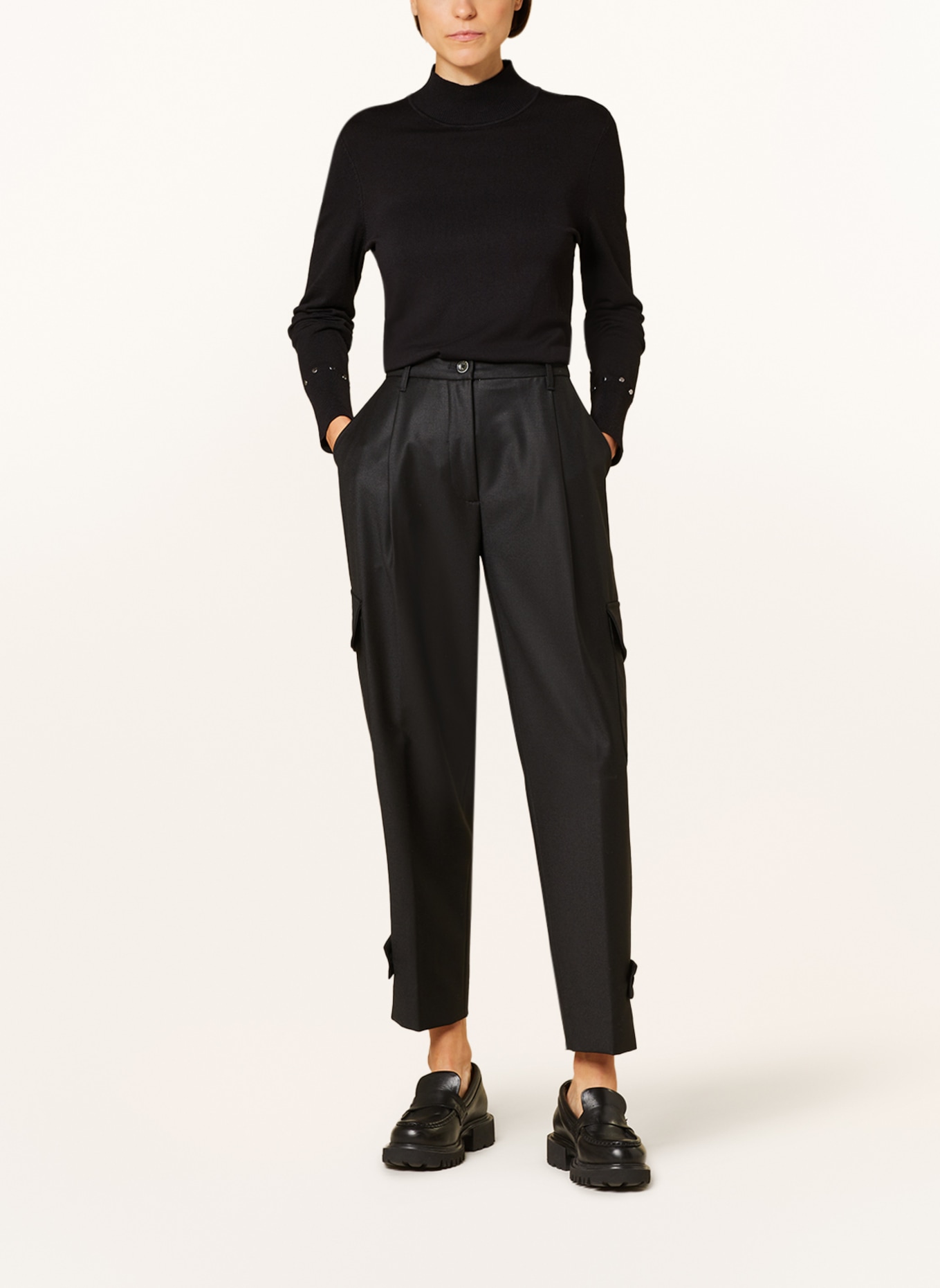 nine:inthe:morning Cargo pants Sophie in flannel, Color: BLACK (Image 2)