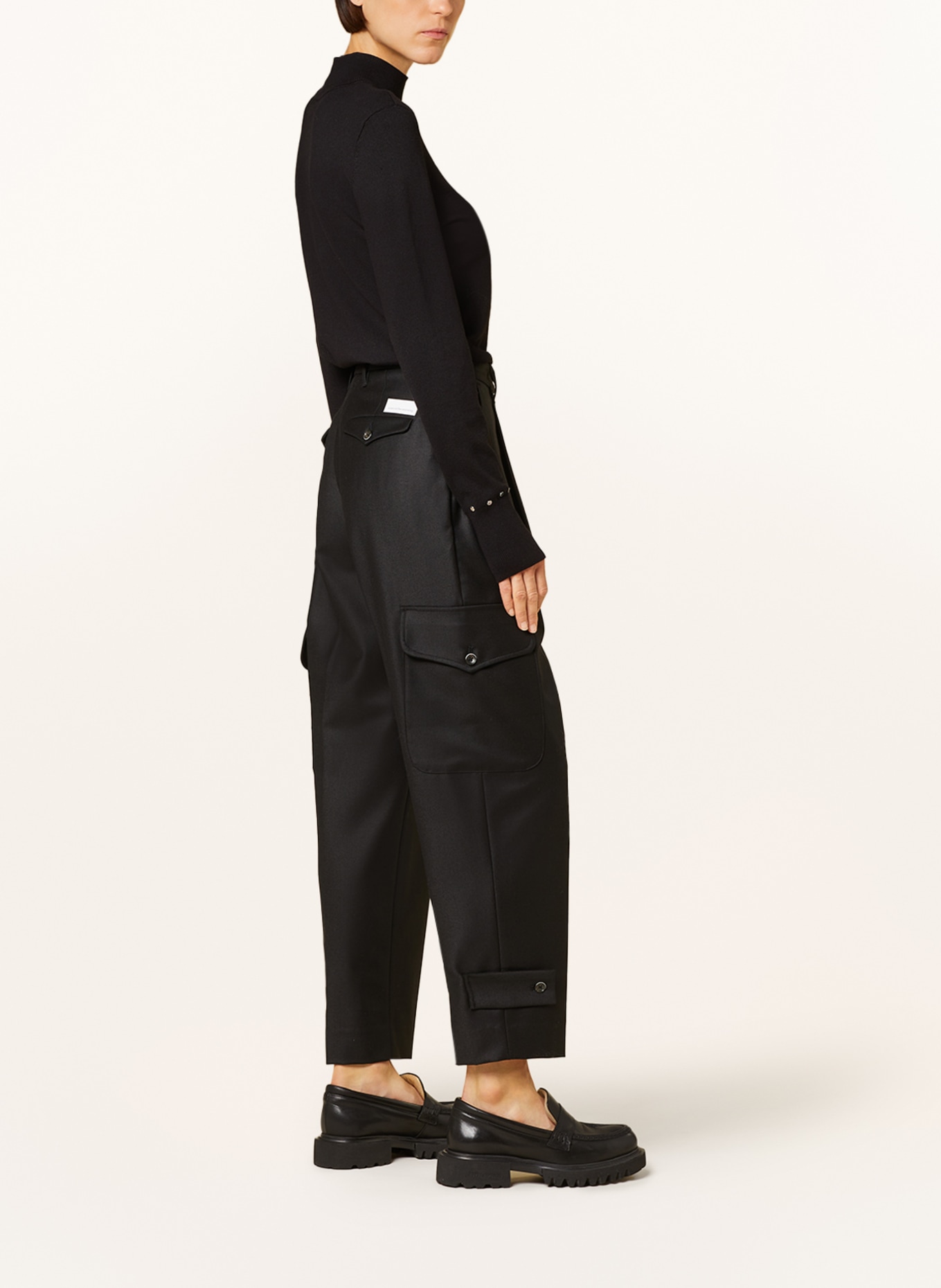 nine:inthe:morning Cargo pants Sophie in flannel, Color: BLACK (Image 4)