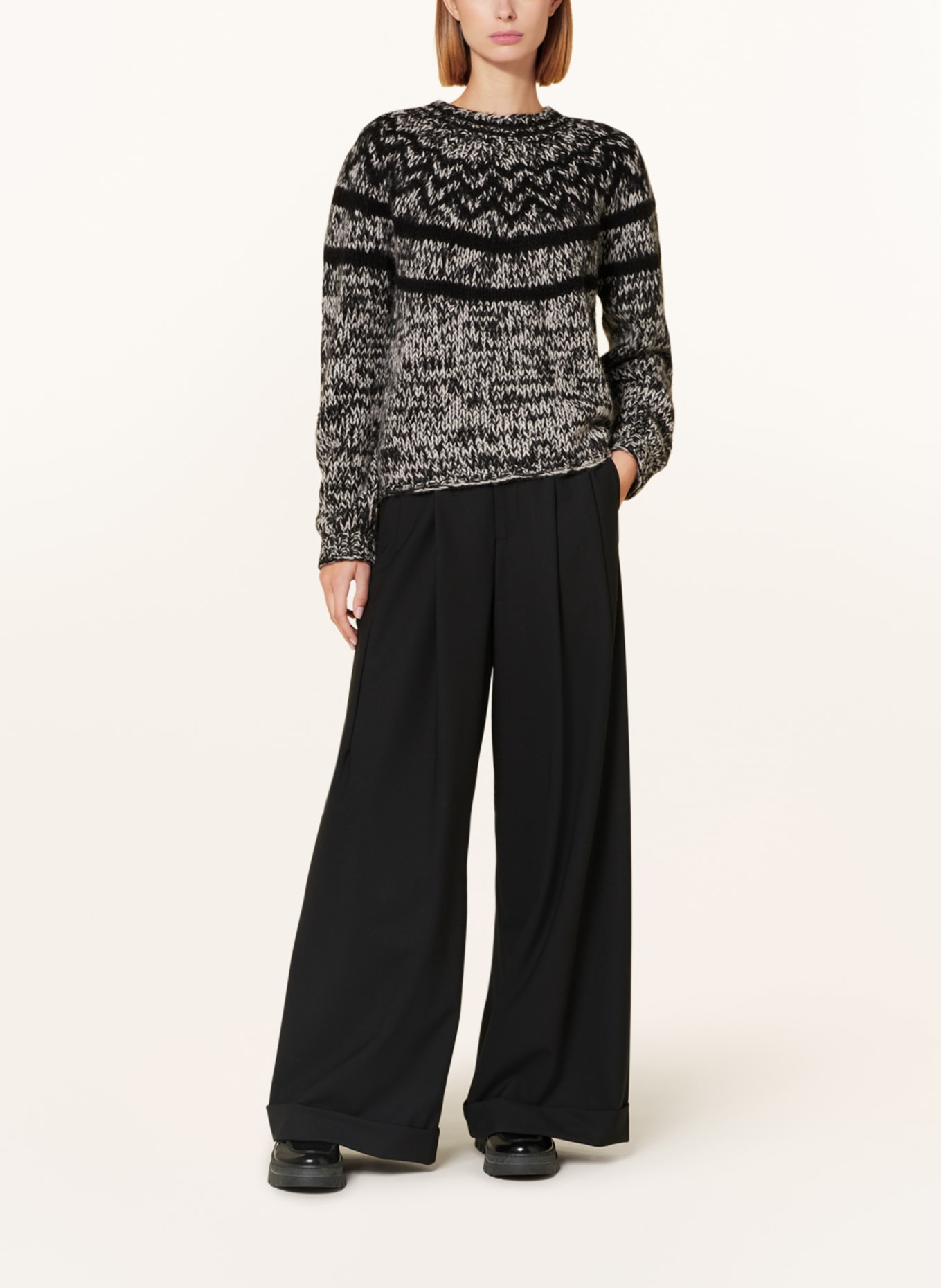 HEMISPHERE Sweater with cashmere, Color: BLACK/ WHITE (Image 2)