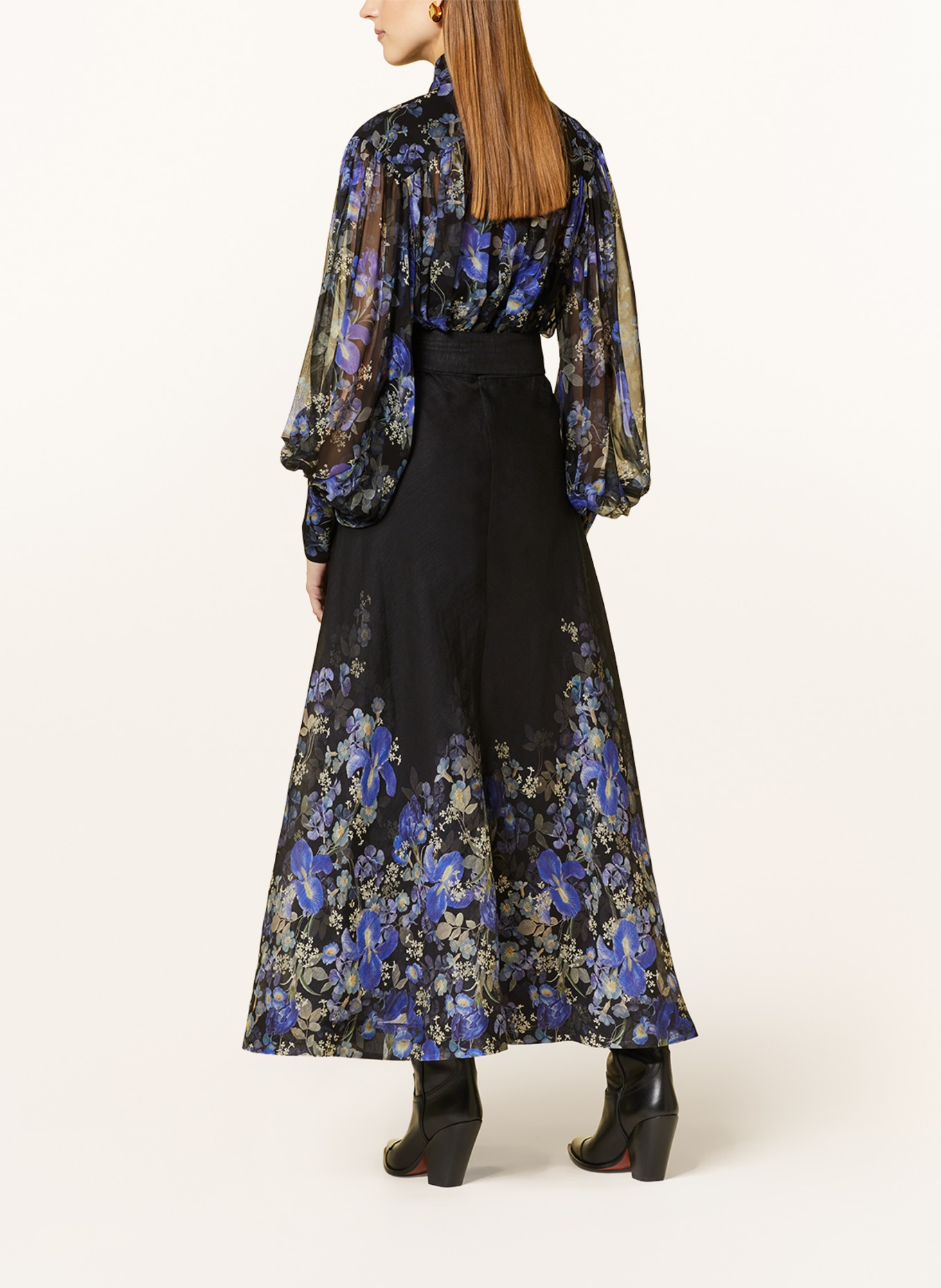 ZIMMERMANN Silk blouse LYRICAL LANTERN with detachable bow, Color: BLACK/ BLUE (Image 3)