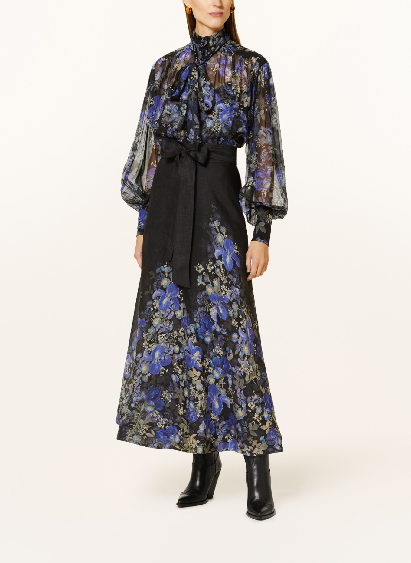 ZIMMERMANN Skirt LYRICAL with linen and silk, Color: BLACK/ BLUE (Image 2)