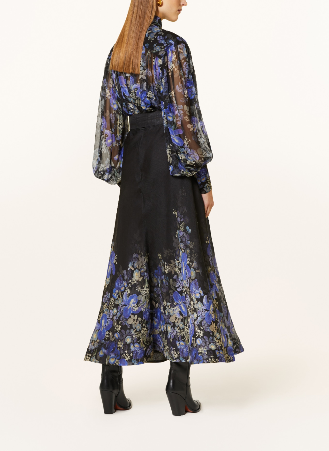 ZIMMERMANN Skirt LYRICAL with linen and silk, Color: BLACK/ BLUE (Image 3)
