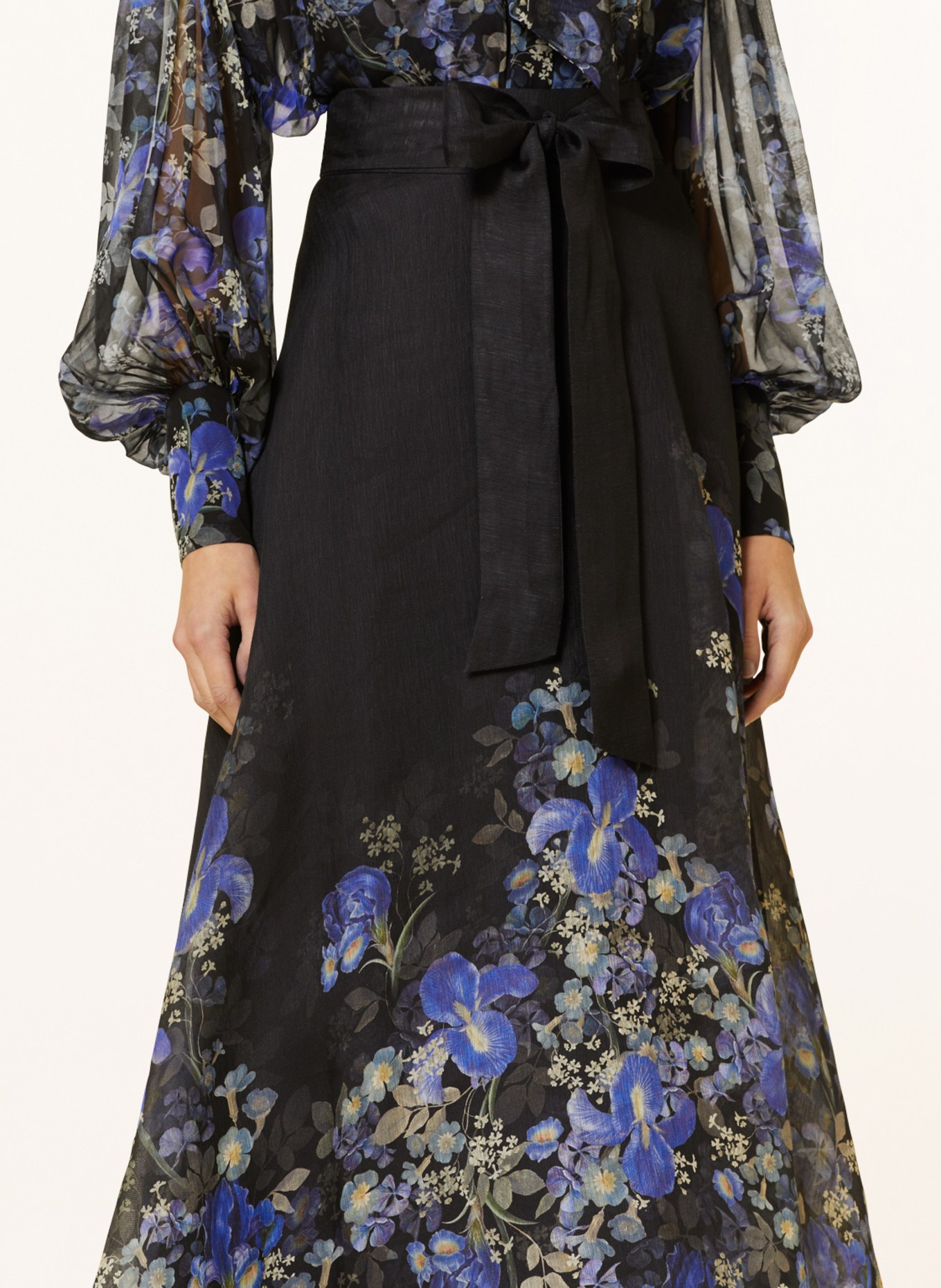 ZIMMERMANN Skirt LYRICAL with linen and silk, Color: BLACK/ BLUE (Image 4)