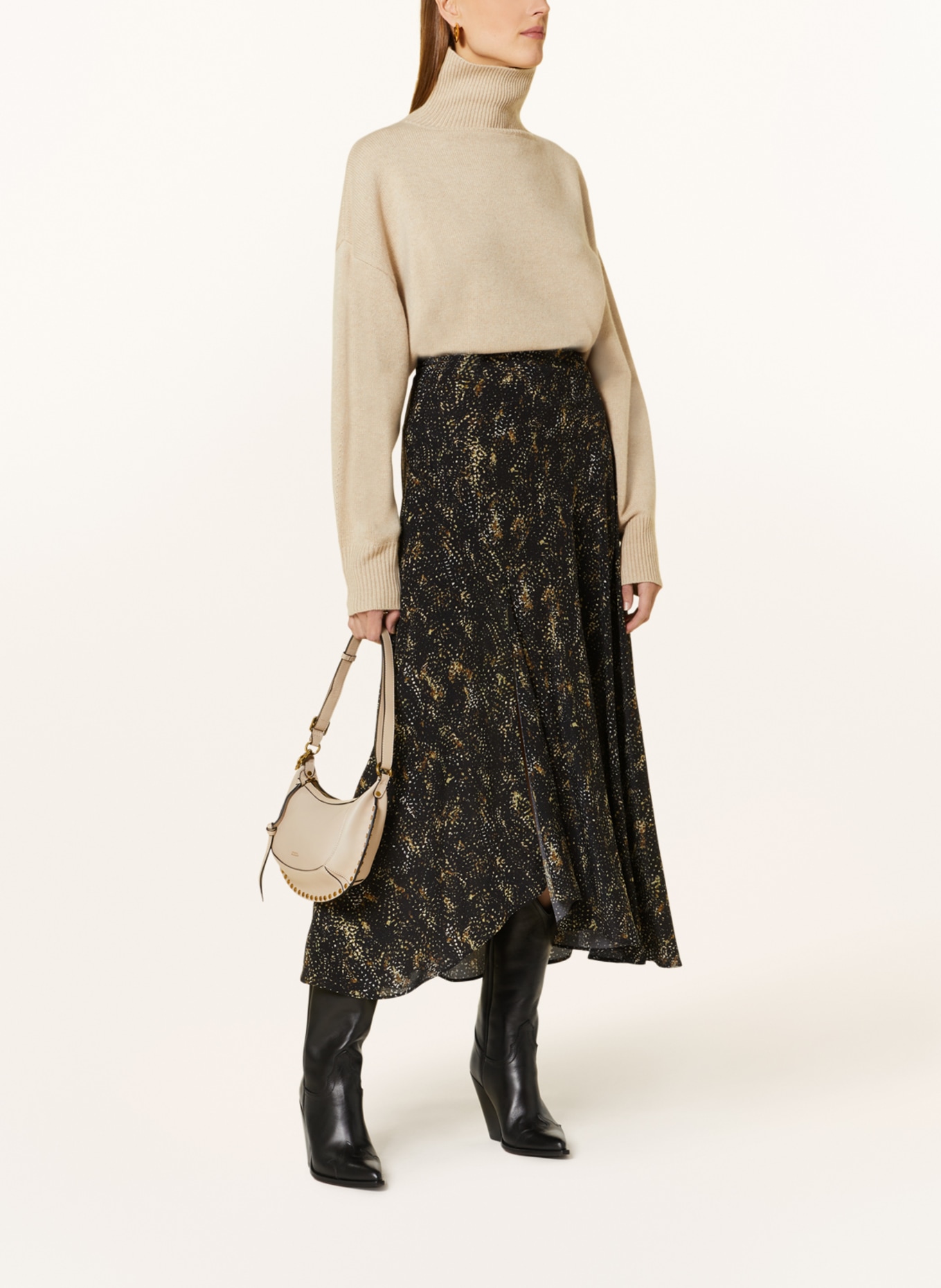 ISABEL MARANT Silk skirt, Color: BLACK/ CREAM/ YELLOW (Image 2)