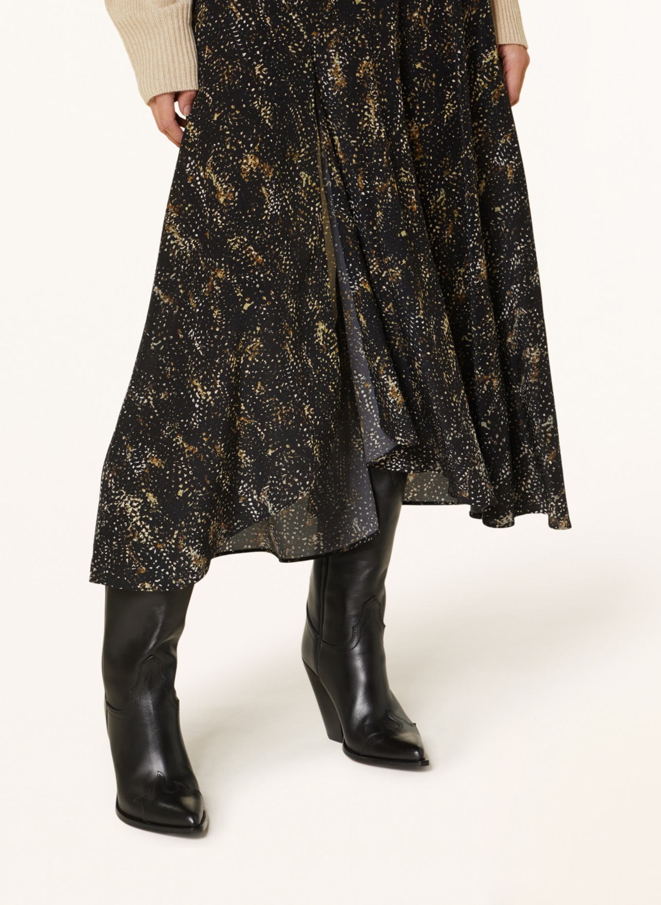 ISABEL MARANT Silk skirt, Color: BLACK/ CREAM/ YELLOW (Image 4)