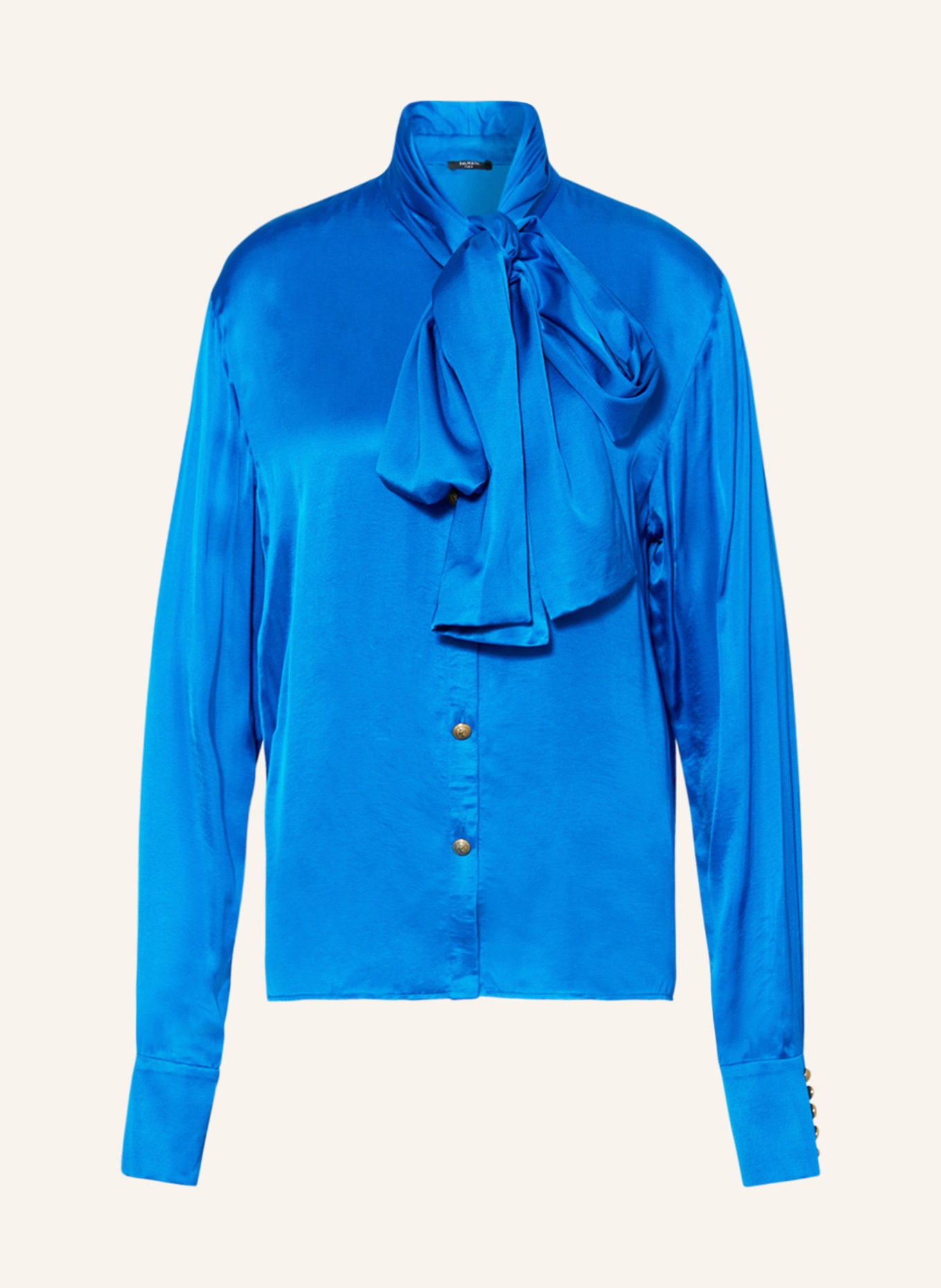 BALMAIN Satin bow-tie blouse, Color: BLUE (Image 1)