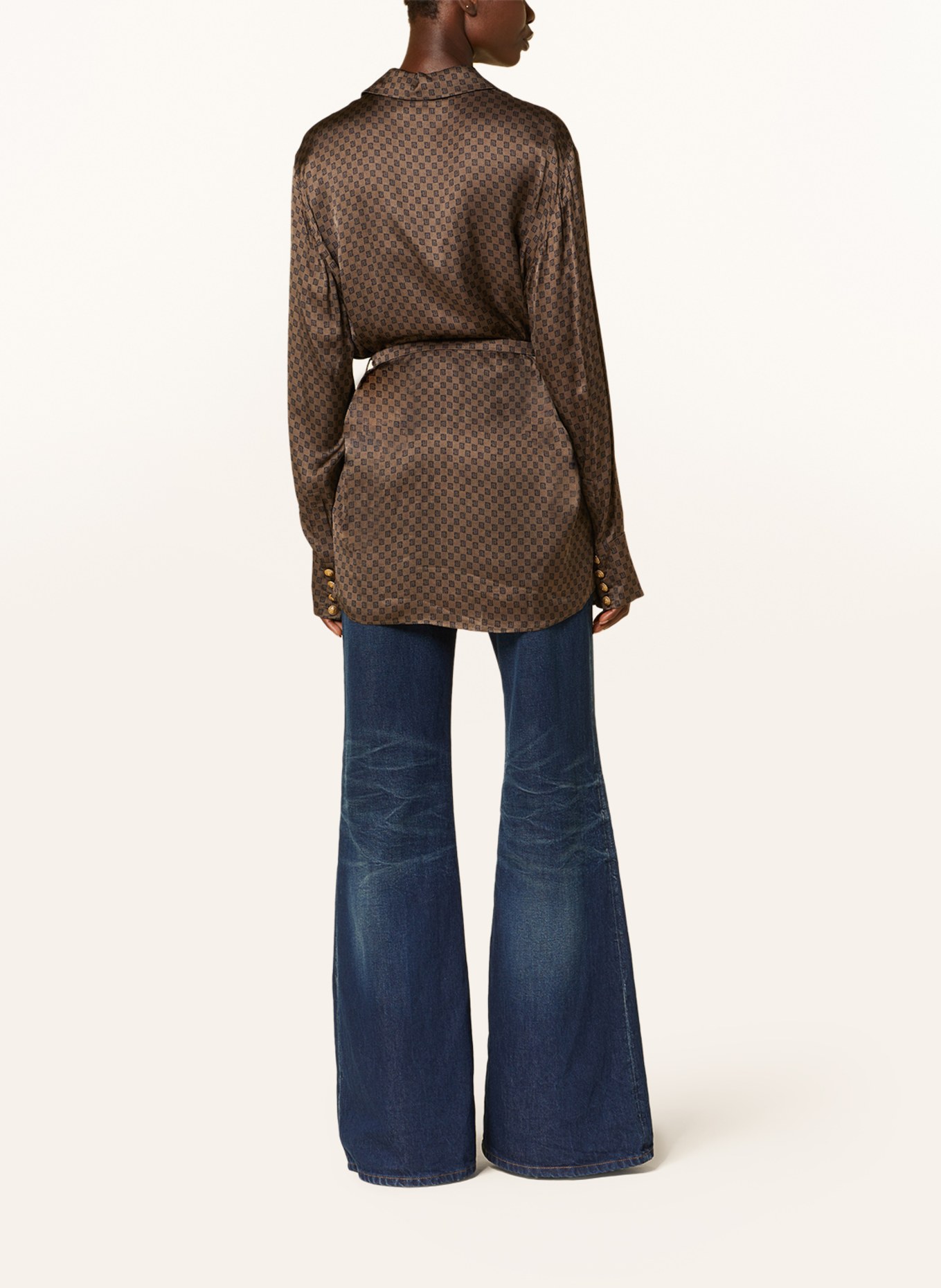 BALMAIN Satin shirt blouse, Color: BROWN/ DARK BROWN (Image 3)