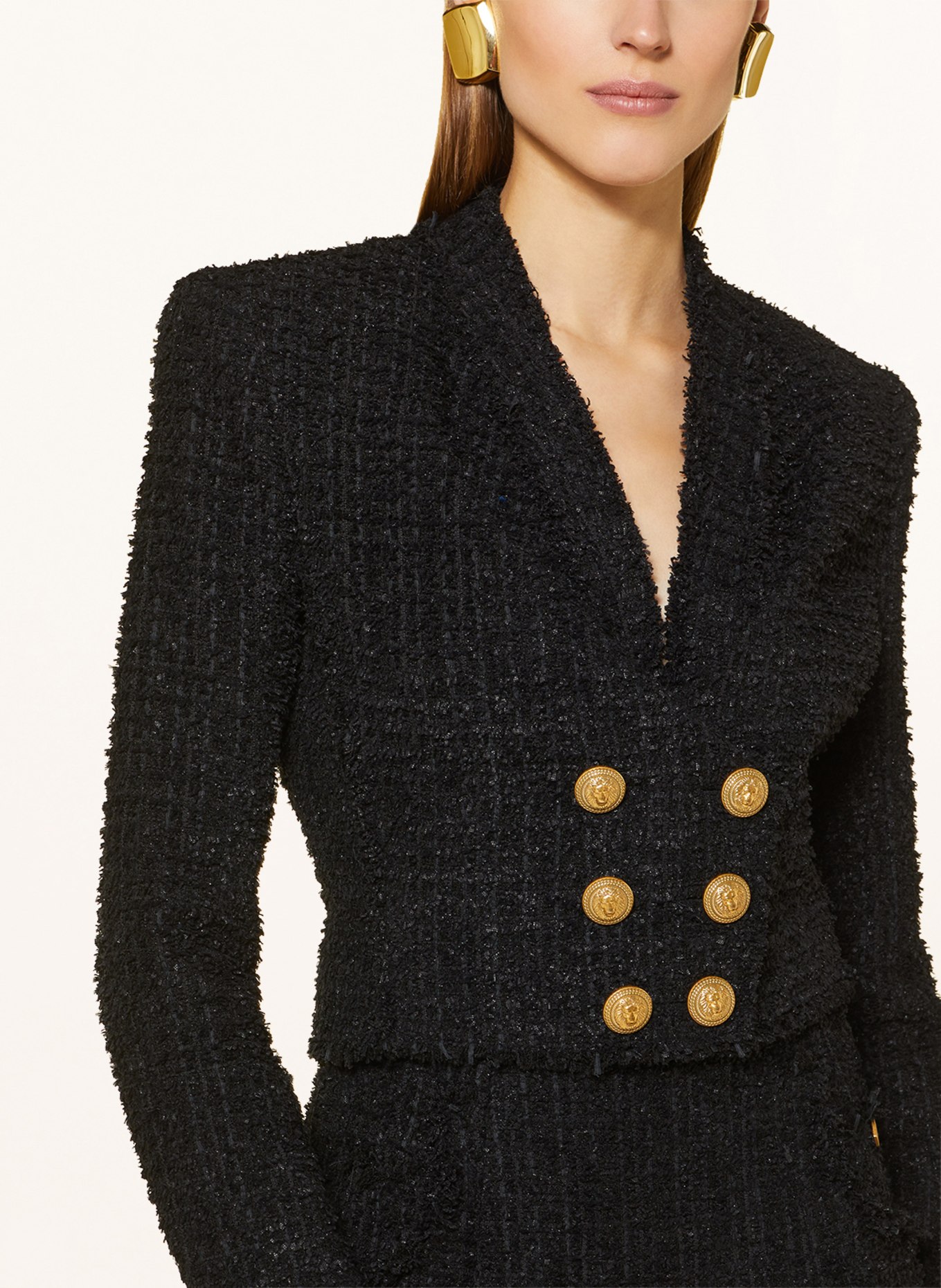 BALMAIN Tweed blazer, Color: BLACK (Image 4)