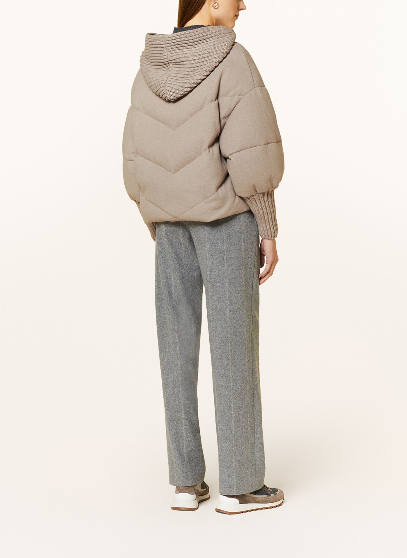 FABIANA FILIPPI Down jacket in mixed materials, Color: BEIGE (Image 3)