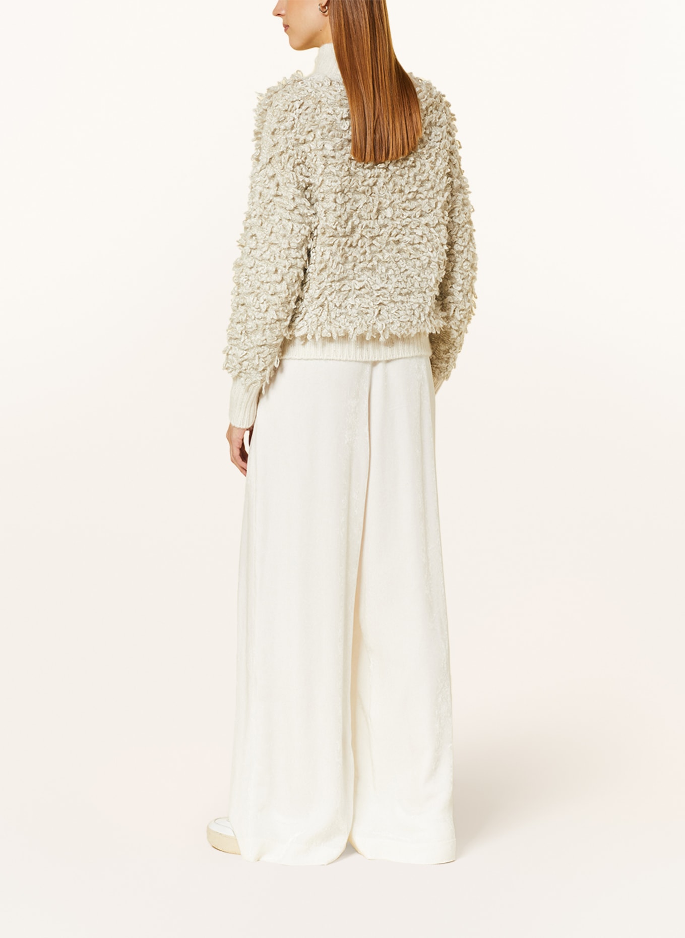 FABIANA FILIPPI Cardigan with glitter thread and Sequins, Color: WHITE/ LIGHT GRAY/ SILVER (Image 3)