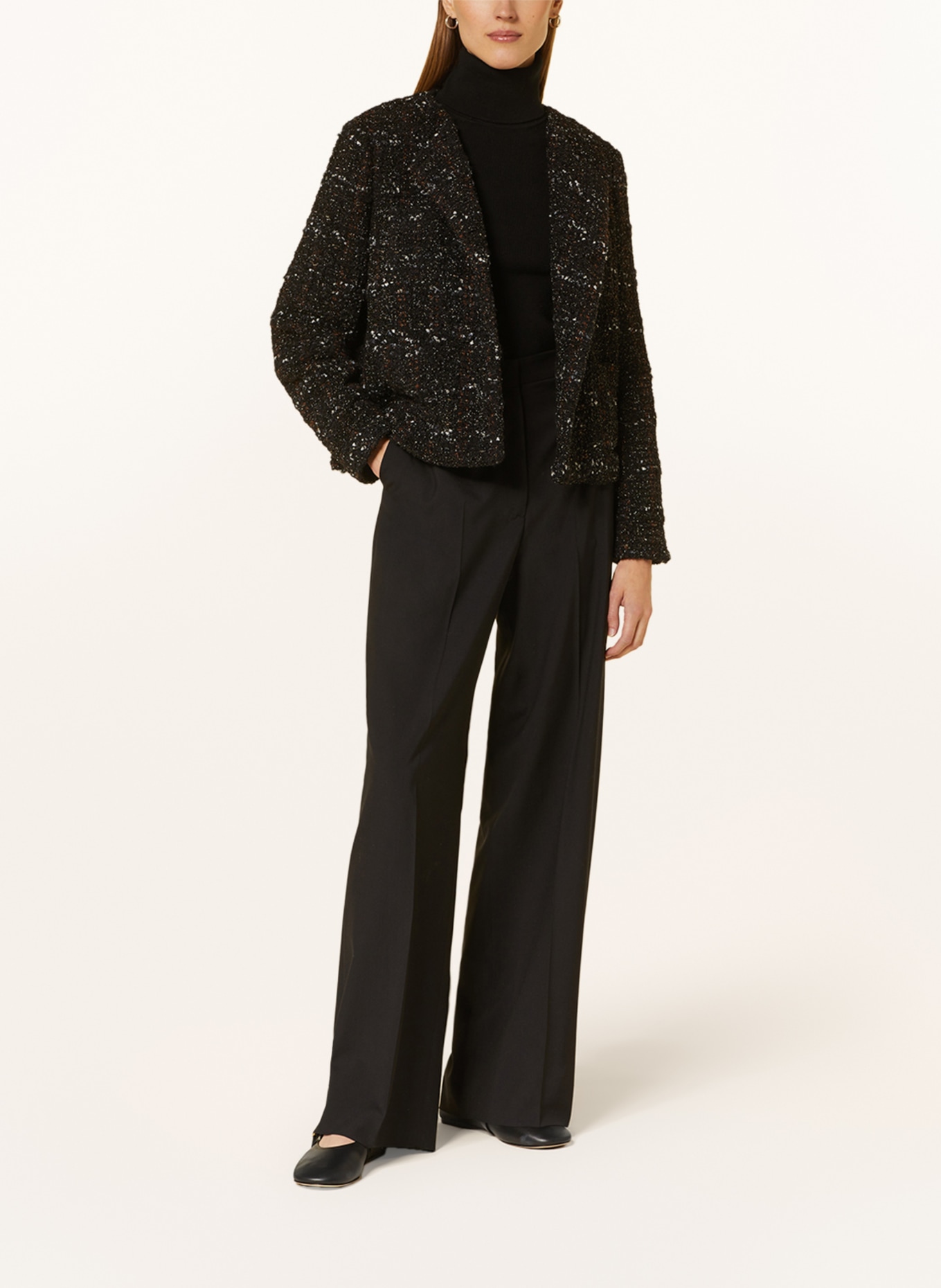 FABIANA FILIPPI Bouclé jacket with glitter thread, Color: BLACK/ BROWN/ GOLD (Image 2)