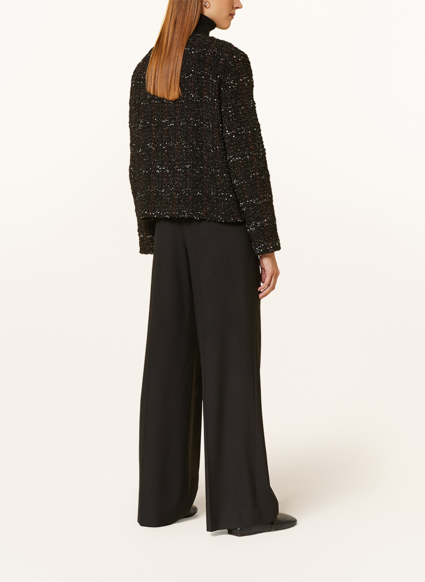 FABIANA FILIPPI Bouclé jacket with glitter thread, Color: BLACK/ BROWN/ GOLD (Image 3)