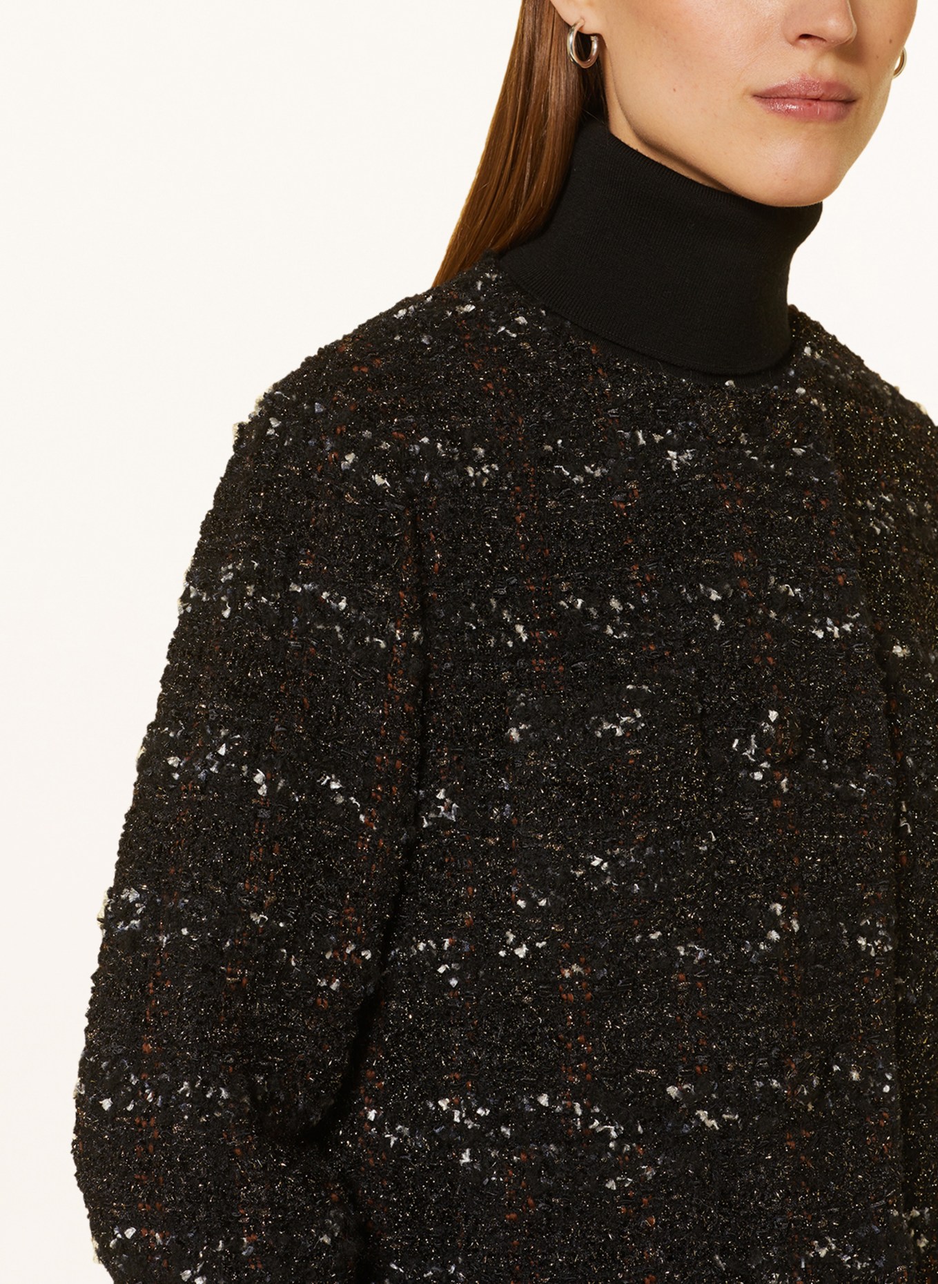 FABIANA FILIPPI Bouclé jacket with glitter thread, Color: BLACK/ BROWN/ GOLD (Image 4)