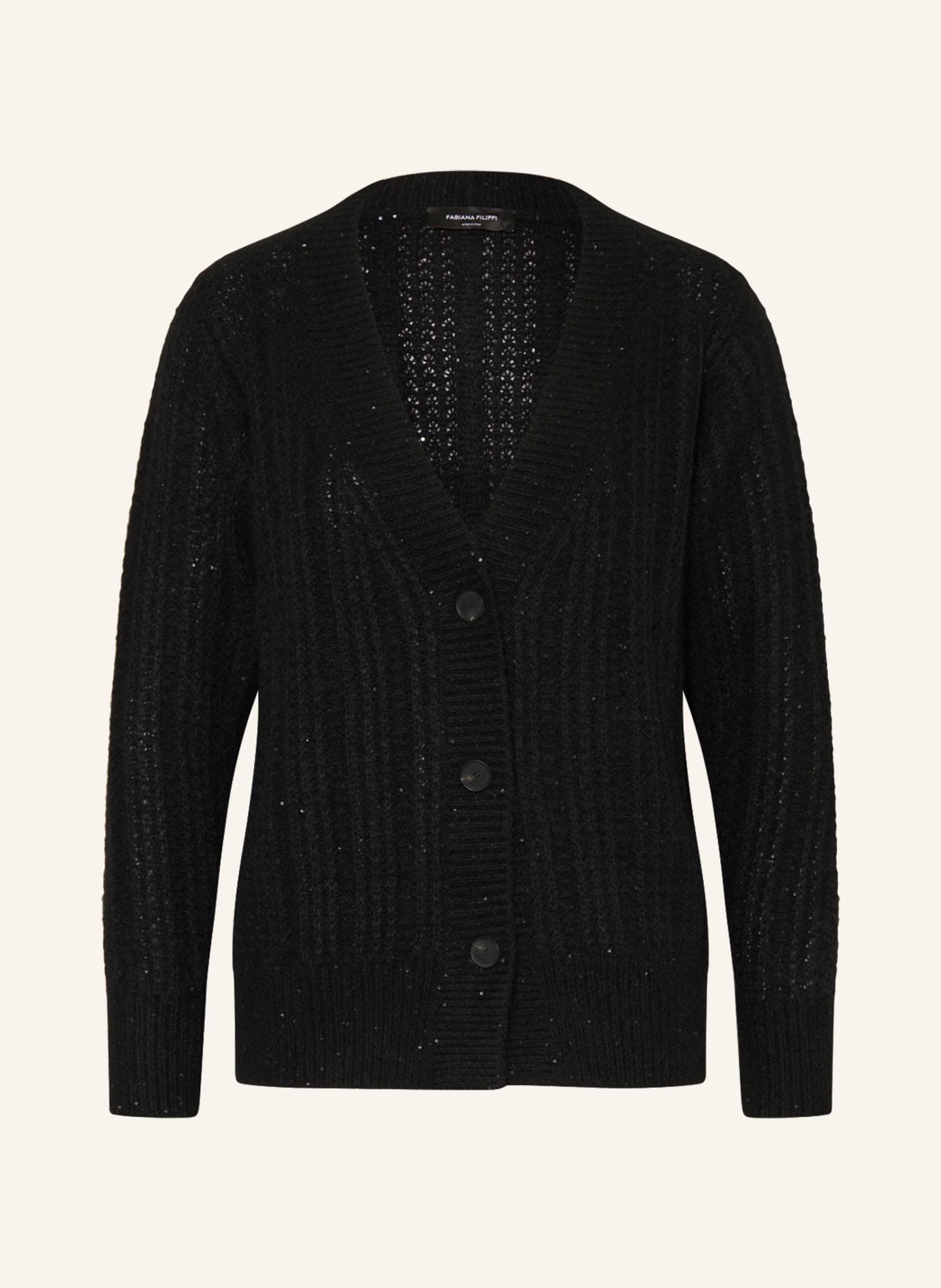 FABIANA FILIPPI Cardigan with merino wool and sequins, Color: BLACK (Image 1)
