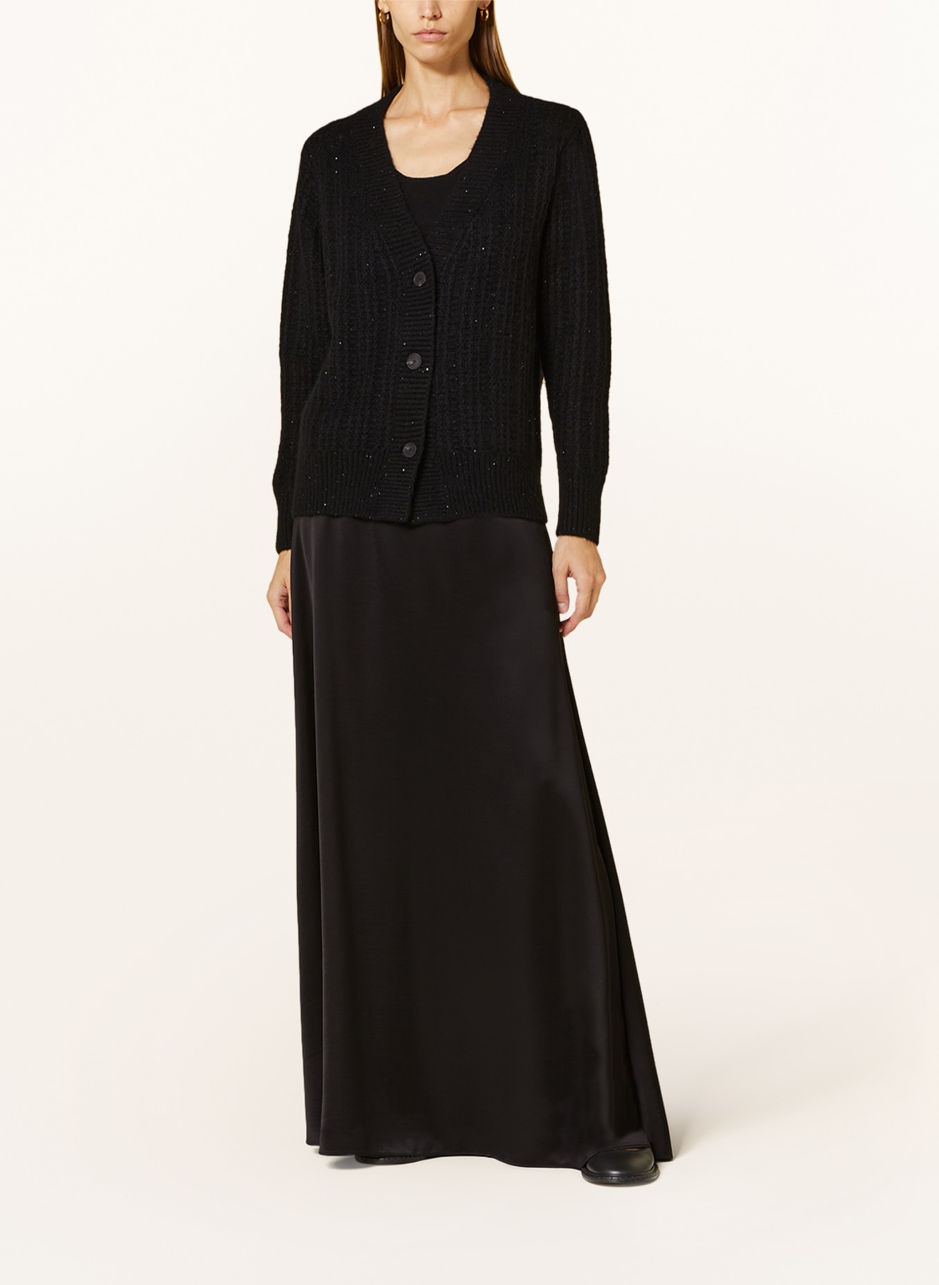 FABIANA FILIPPI Cardigan with merino wool and sequins, Color: BLACK (Image 2)