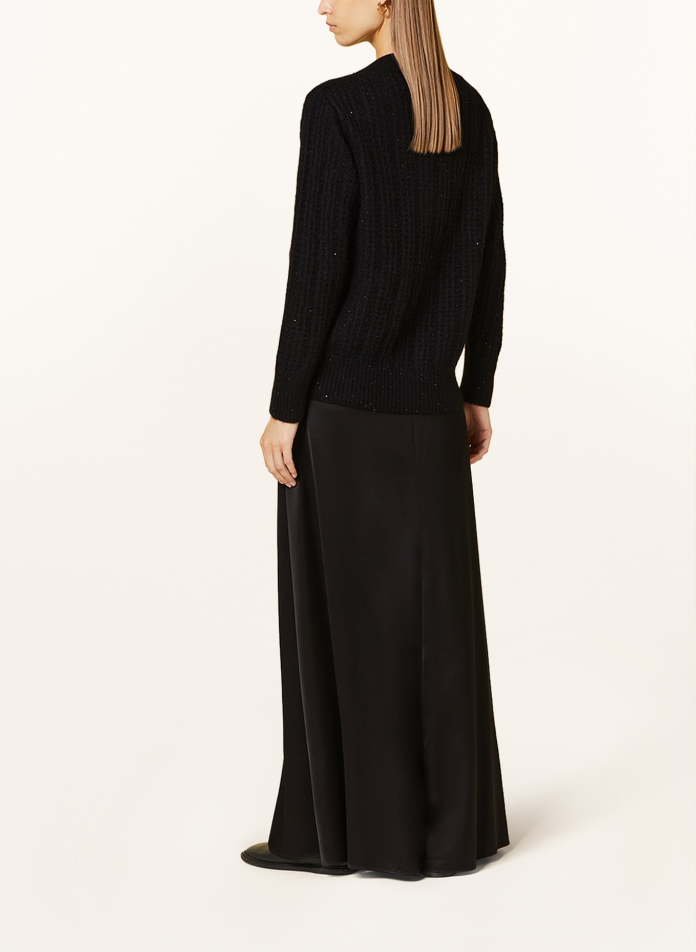 FABIANA FILIPPI Cardigan with merino wool and sequins, Color: BLACK (Image 3)