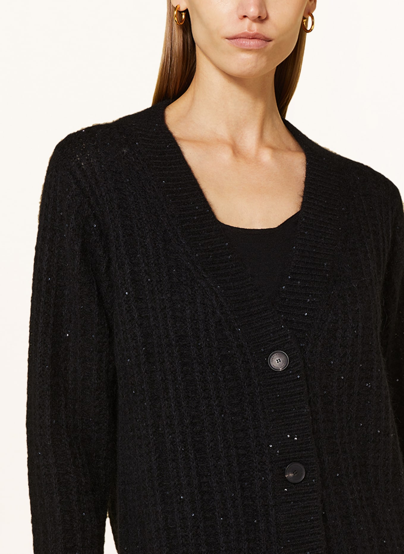FABIANA FILIPPI Cardigan with merino wool and sequins, Color: BLACK (Image 4)