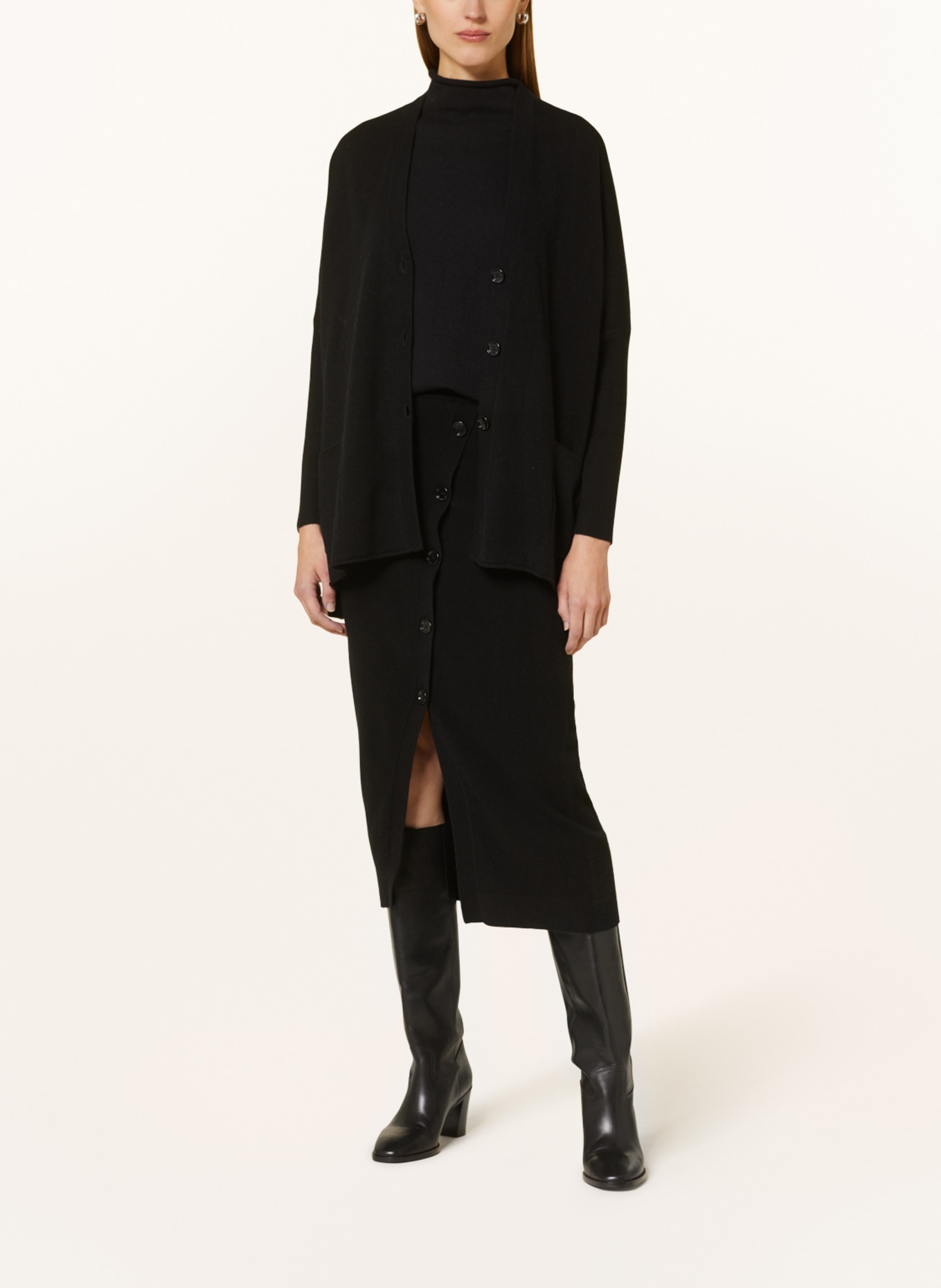 ALLUDE Knit skirt with cashmere, Color: BLACK (Image 2)