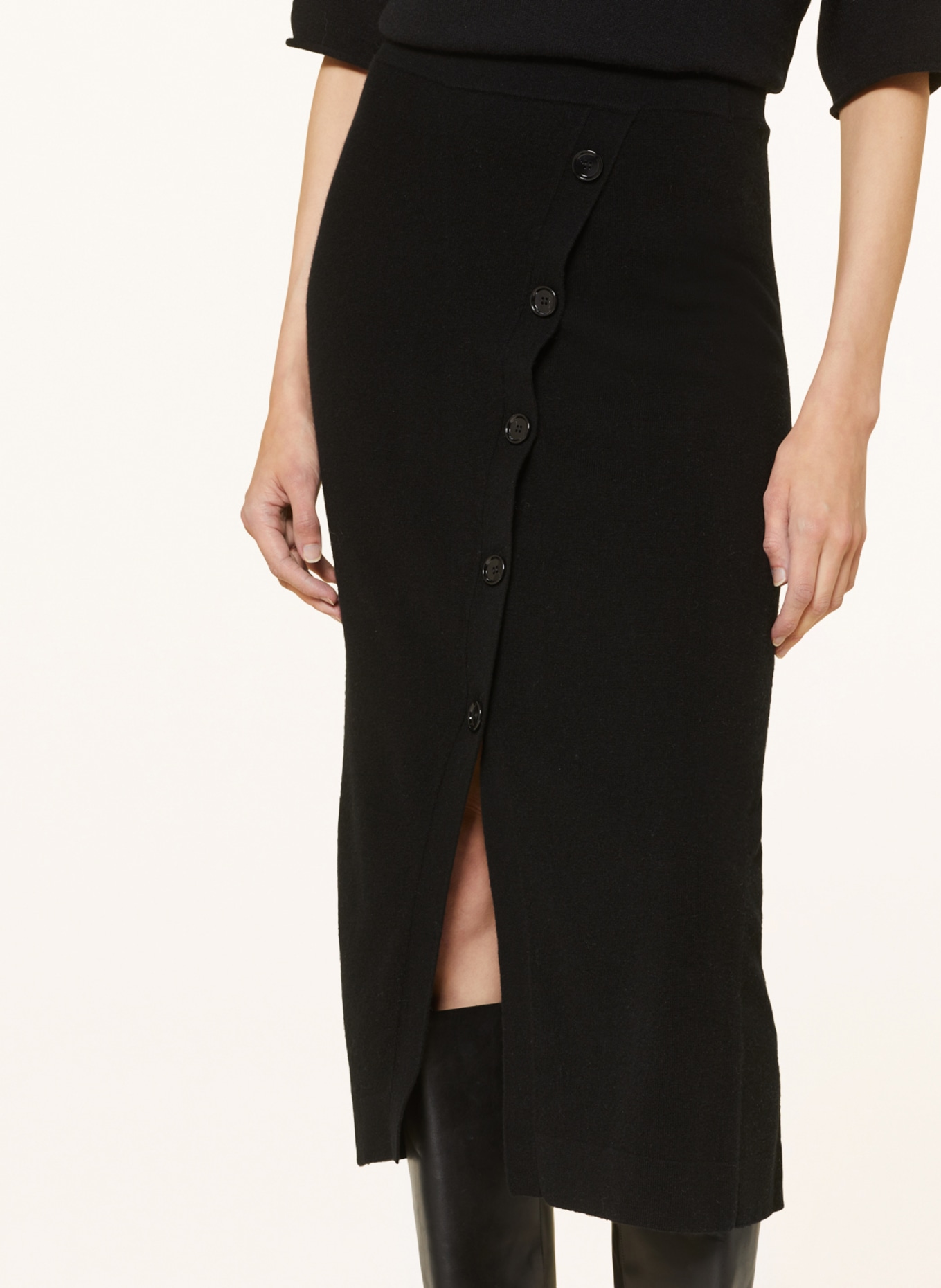 ALLUDE Knit skirt with cashmere, Color: BLACK (Image 4)
