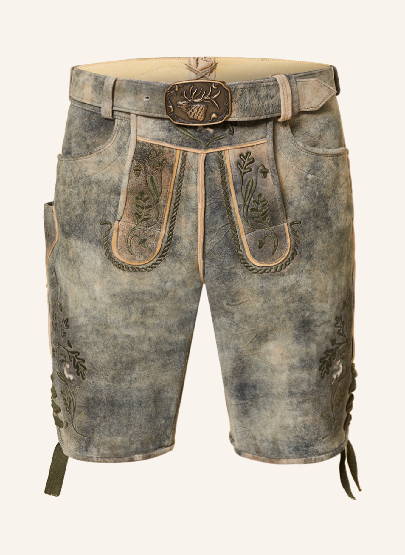 Spieth & Wensky Spodnie skórzane BALSIUS, Kolor: OLIWKOWY/ KREMOWY (Obrazek 1)