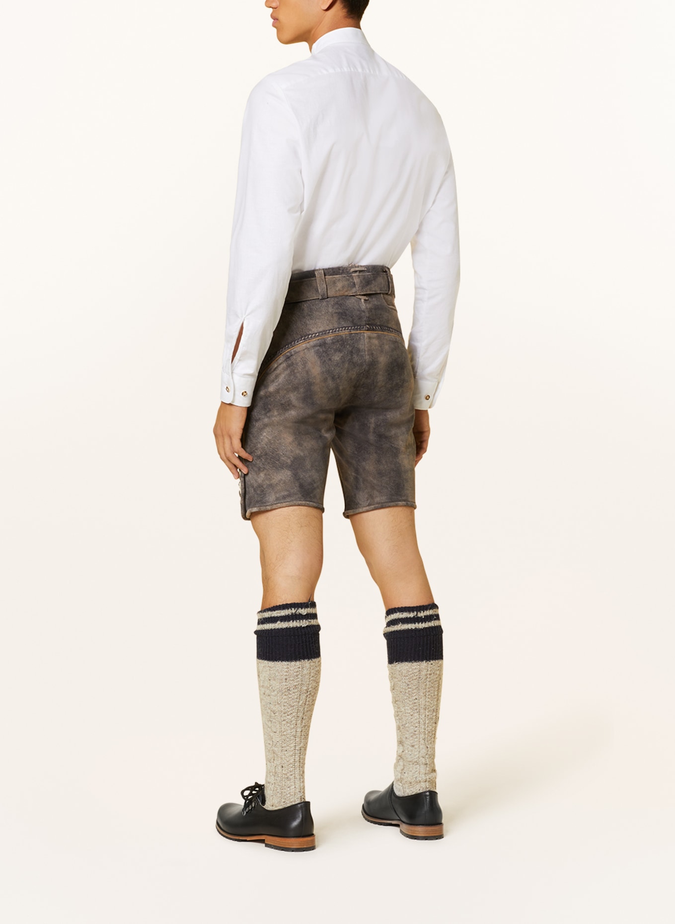 Spieth & Wensky Spodnie skórzane w stylu ludowym, Kolor: SZAROBRĄZOWY/ GRANATOWY (Obrazek 3)