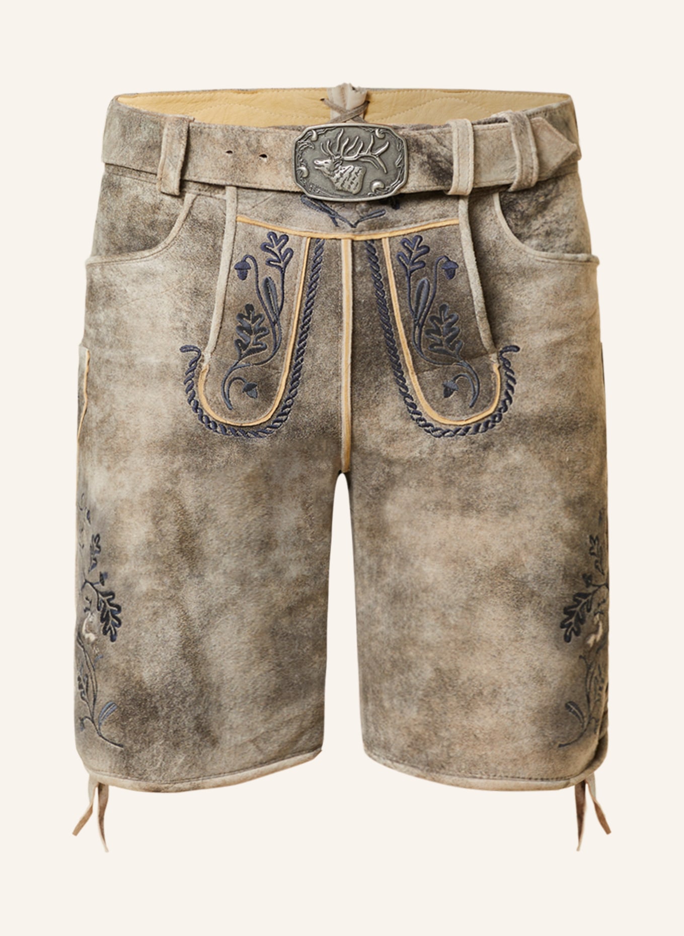 Spieth & Wensky Spodnie skórzane w stylu ludowym BAXTER, Kolor: SZAROBRĄZOWY (Obrazek 1)