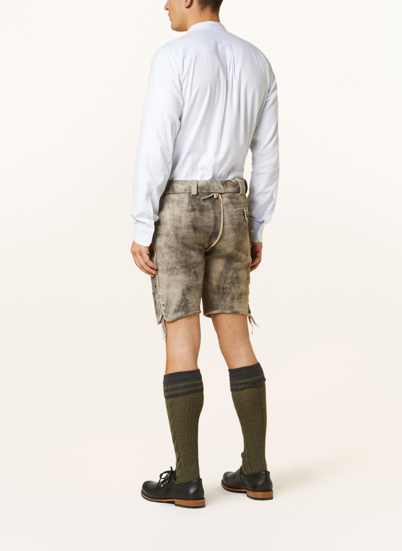 Spieth & Wensky Spodnie skórzane w stylu ludowym BAXTER, Kolor: SZAROBRĄZOWY (Obrazek 3)