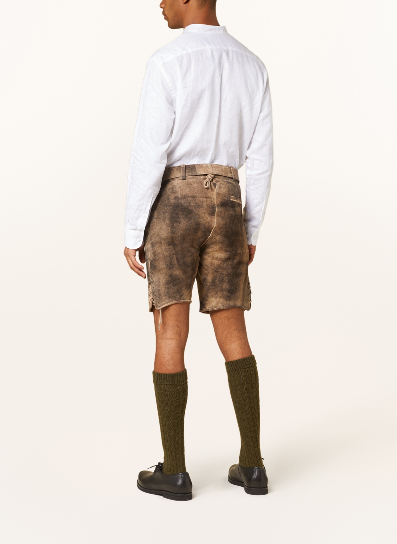 Spieth & Wensky Spodnie skórzane w stylu ludowym BOTWIN, Kolor: CIEMNOBRĄZOWY/ OLIWKOWY (Obrazek 3)