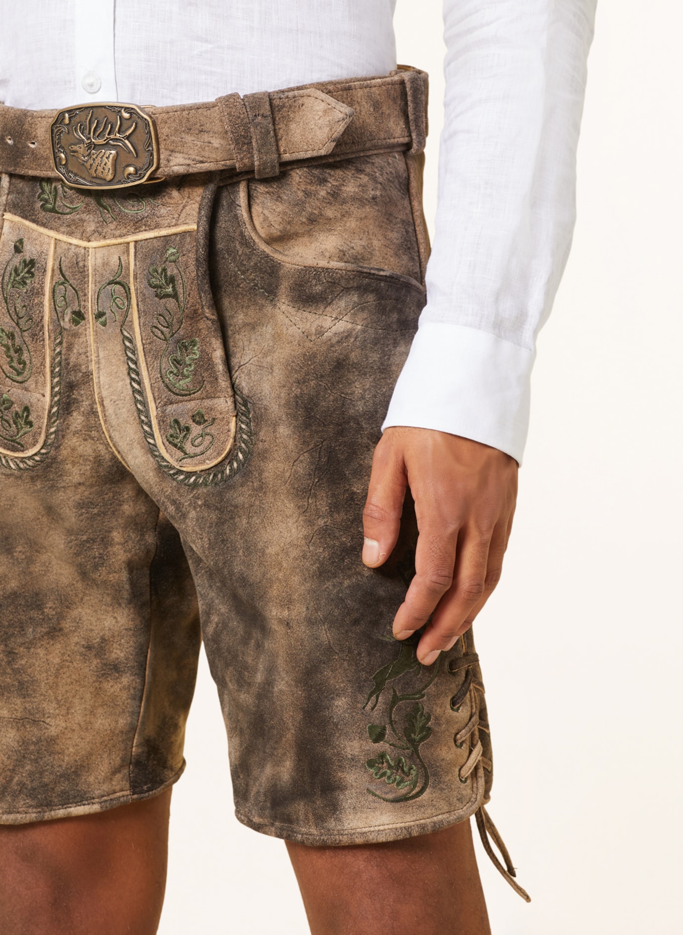 Spieth & Wensky Spodnie skórzane w stylu ludowym BOTWIN, Kolor: CIEMNOBRĄZOWY/ OLIWKOWY (Obrazek 5)