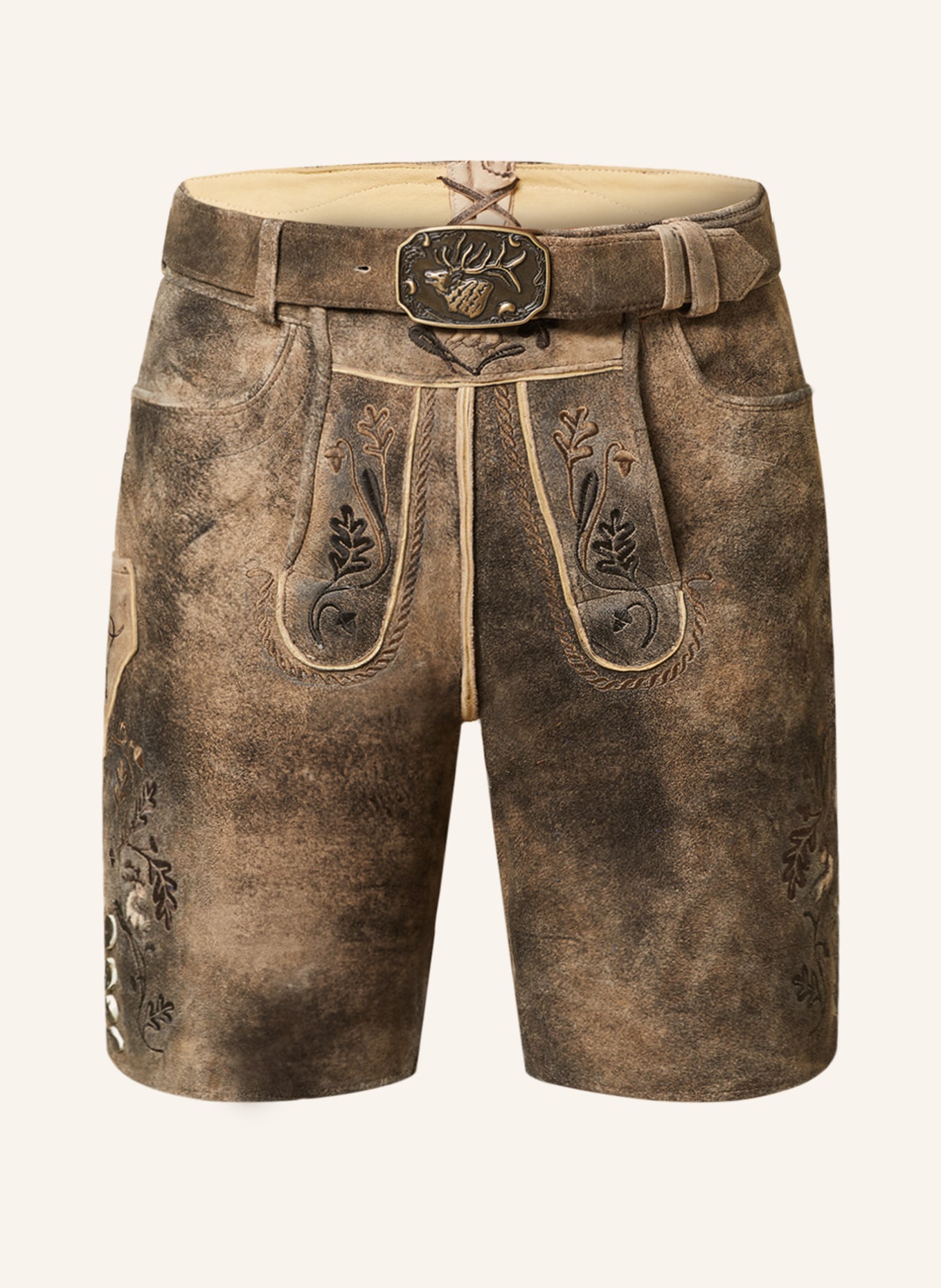 Spieth & Wensky Spodnie skórzane w stylu ludowym BARRON, Kolor: CIEMNOBRĄZOWY (Obrazek 1)