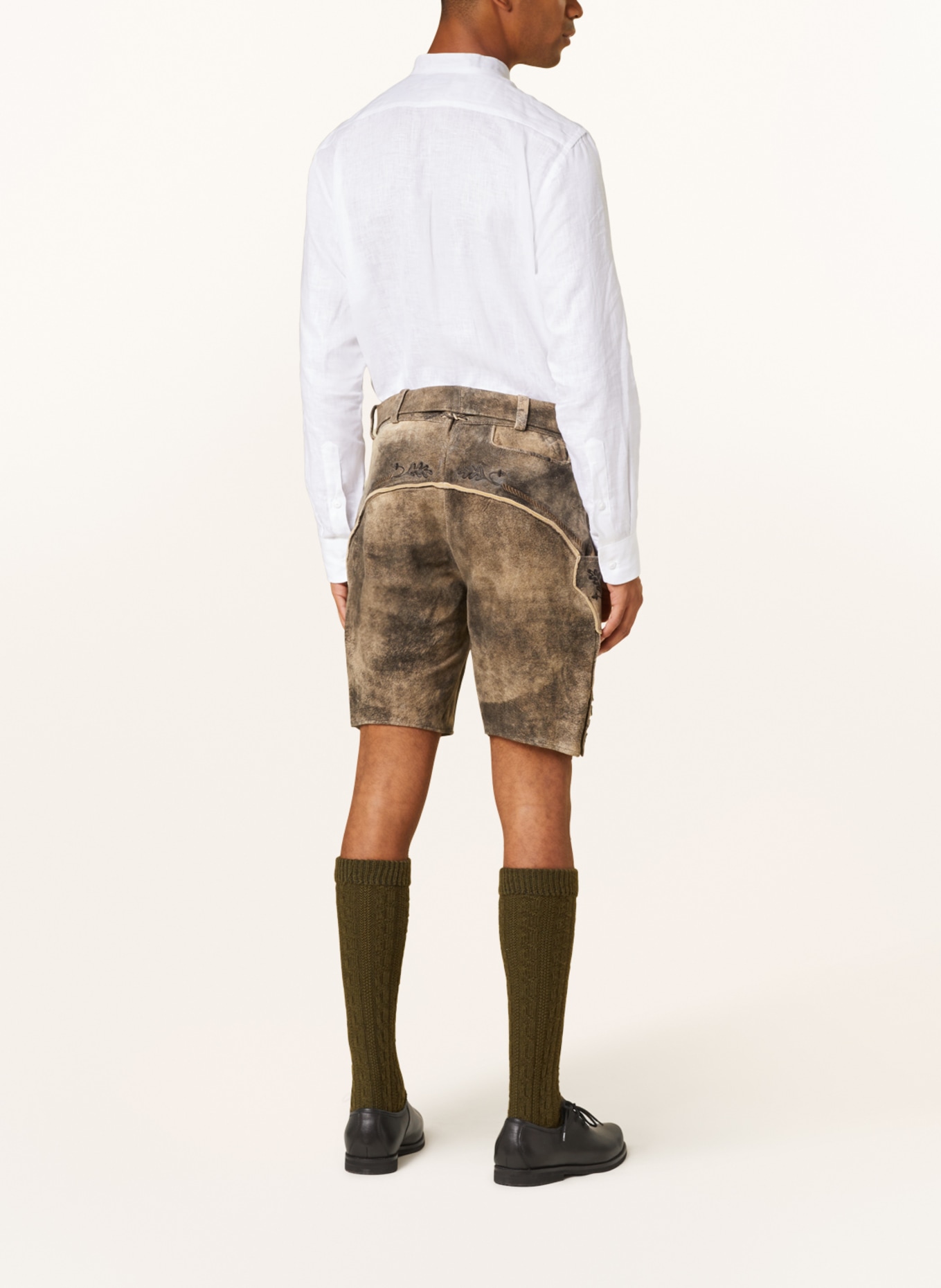 Spieth & Wensky Spodnie skórzane w stylu ludowym BARRON, Kolor: CIEMNOBRĄZOWY (Obrazek 3)