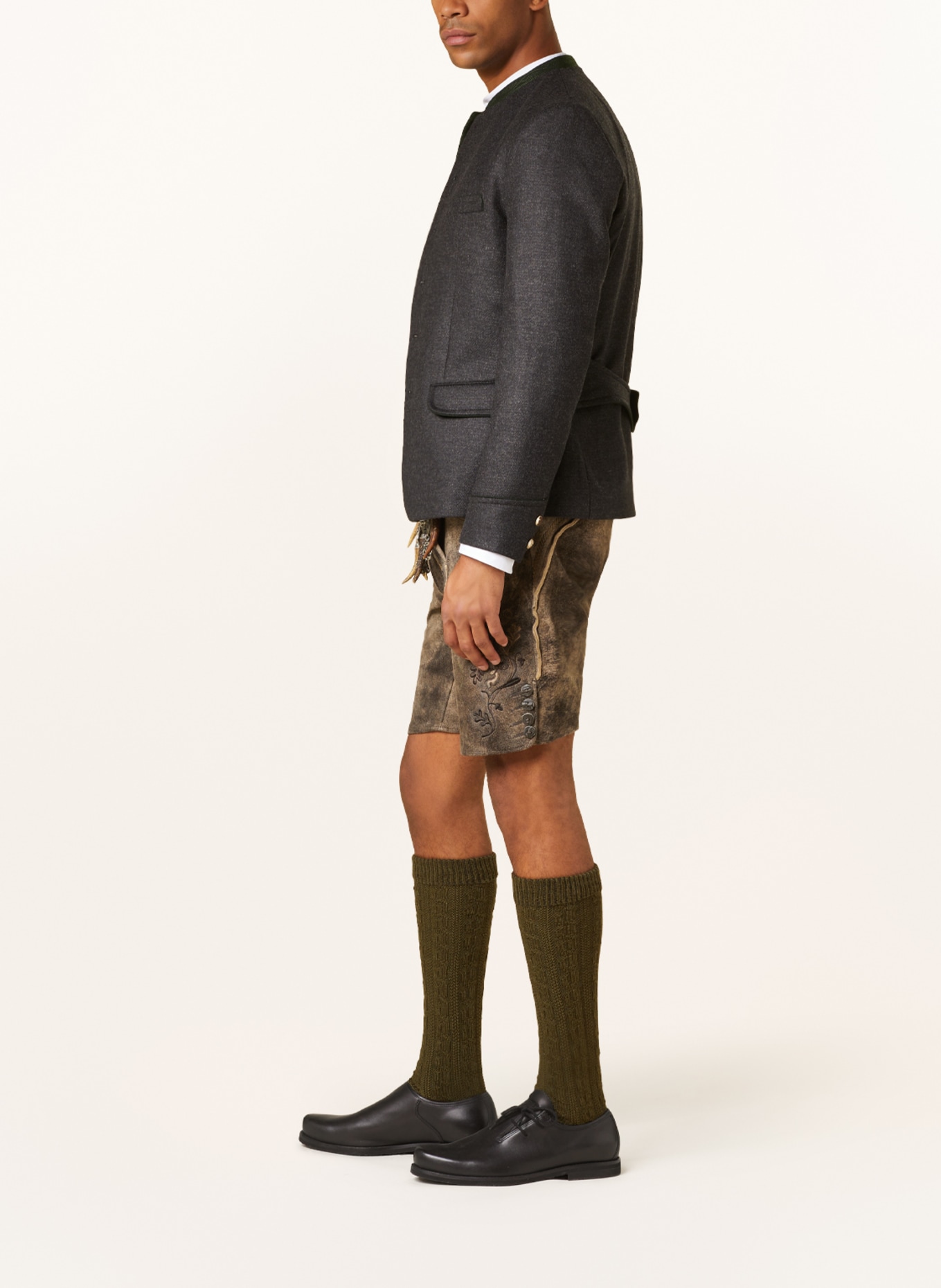 Spieth & Wensky Spodnie skórzane w stylu ludowym BARRON, Kolor: CIEMNOBRĄZOWY (Obrazek 4)