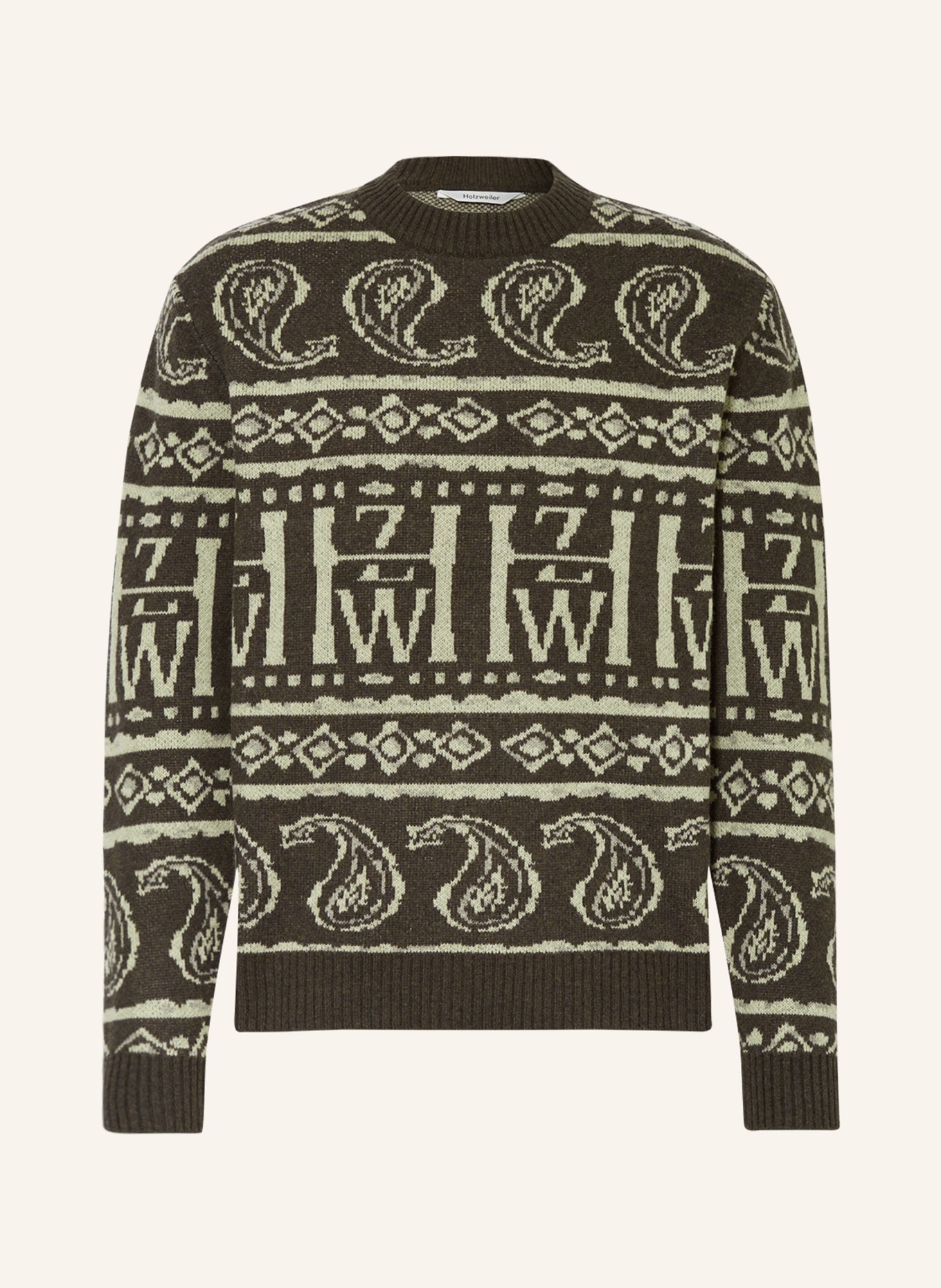 HOLZWEILER Sweater DERY, Color: DARK GREEN/ CREAM (Image 1)
