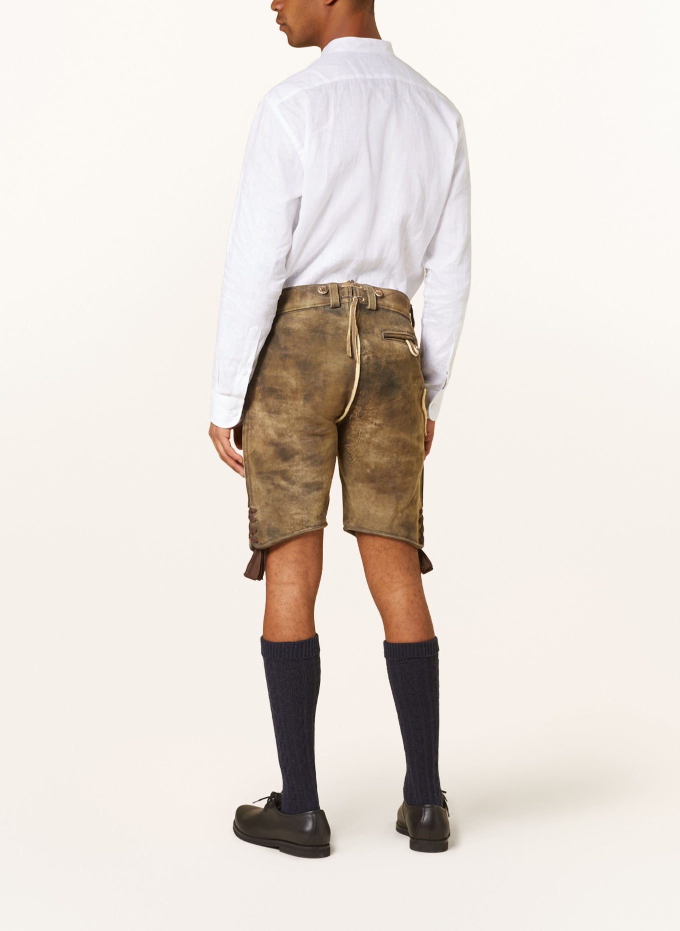 BECKERT Spodnie skórzane w stylu ludowym MERAN, Kolor: CIEMNOBRĄZOWY (Obrazek 3)