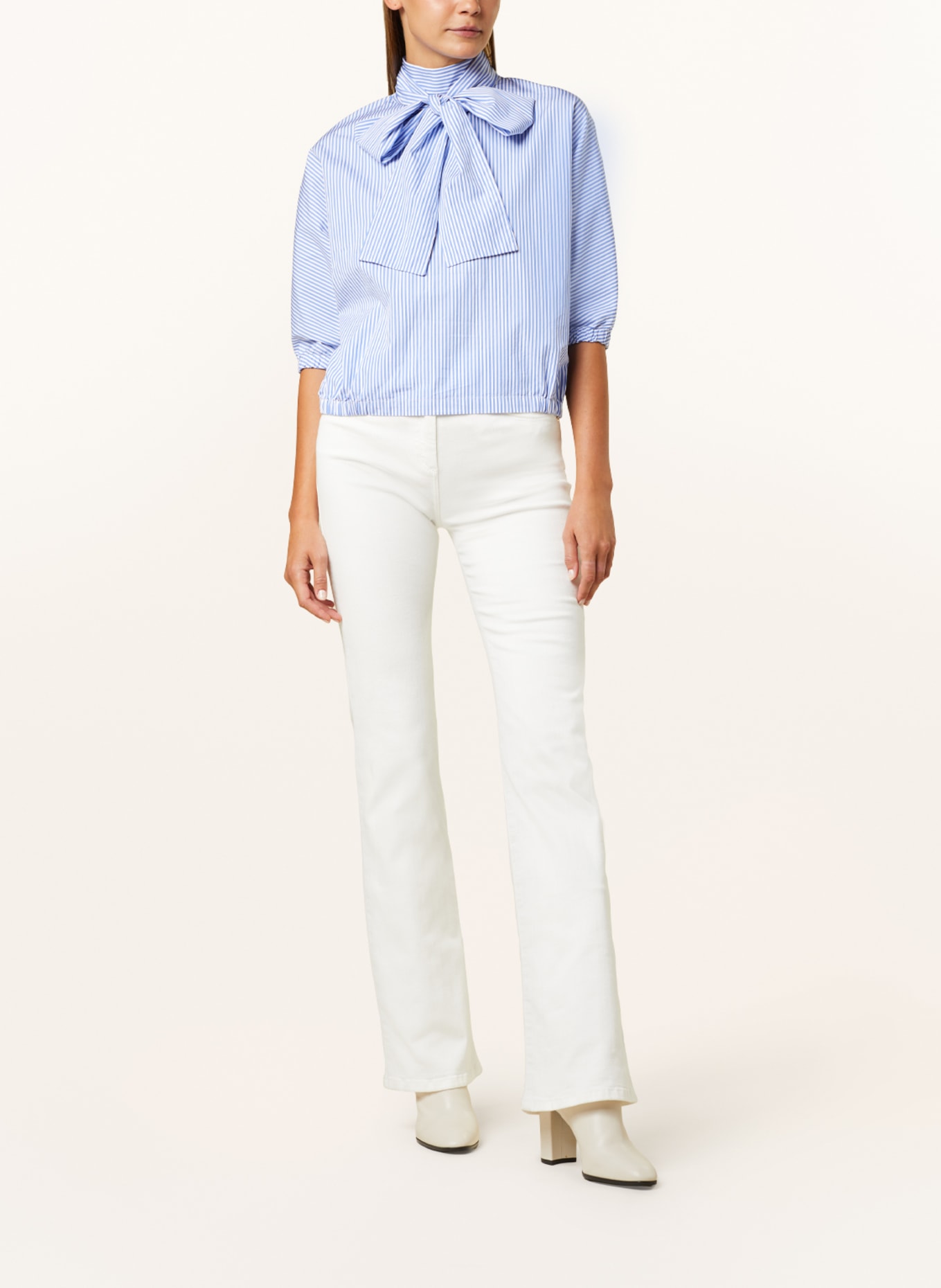 TONNO & PANNA Bow-tie blouse with 3/4 sleeves, Color: BLUE/ WHITE (Image 2)
