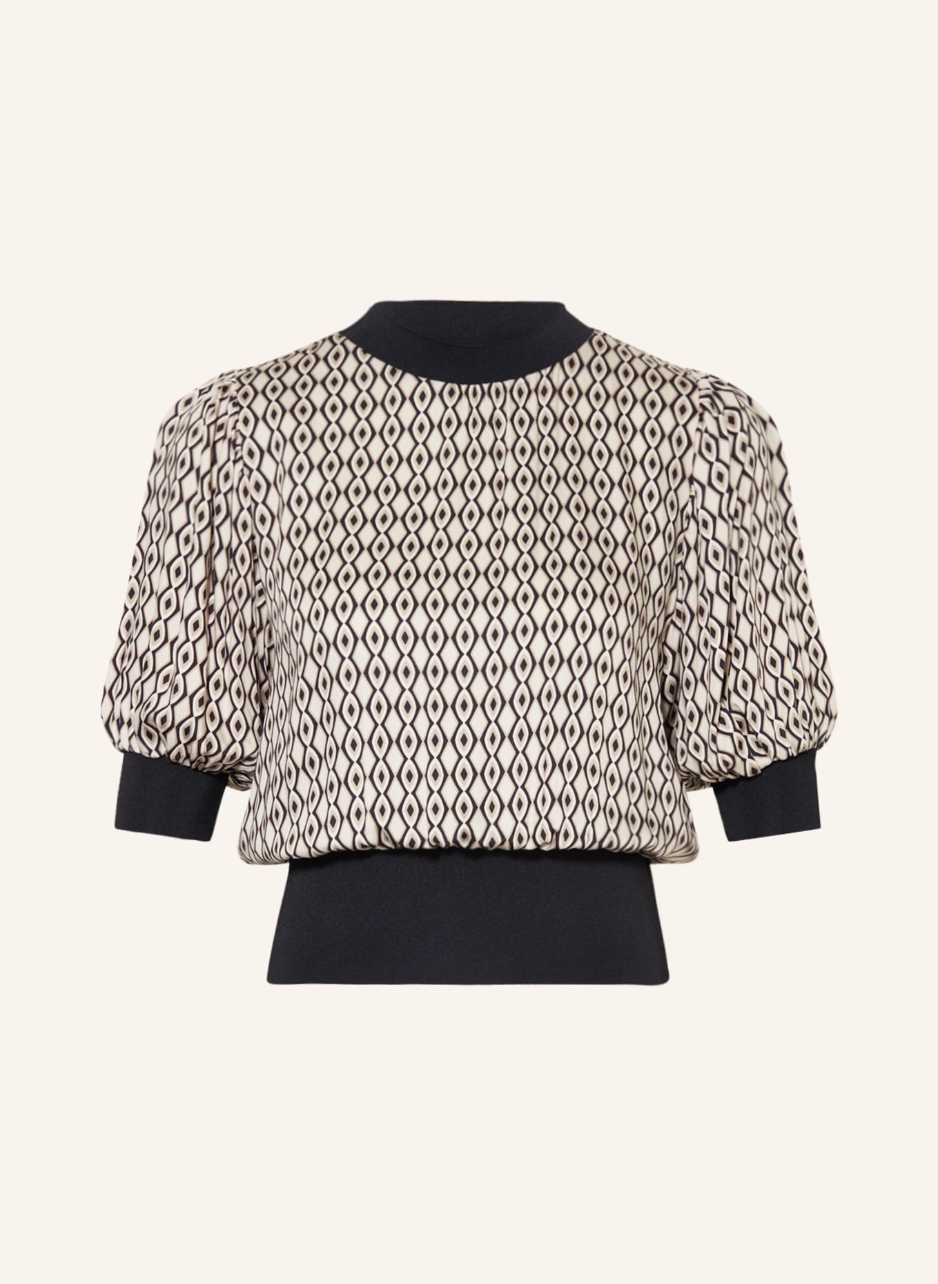 TONNO & PANNA Shirt blouse RONJA made of satin, Color: TAUPE/ BLACK (Image 1)