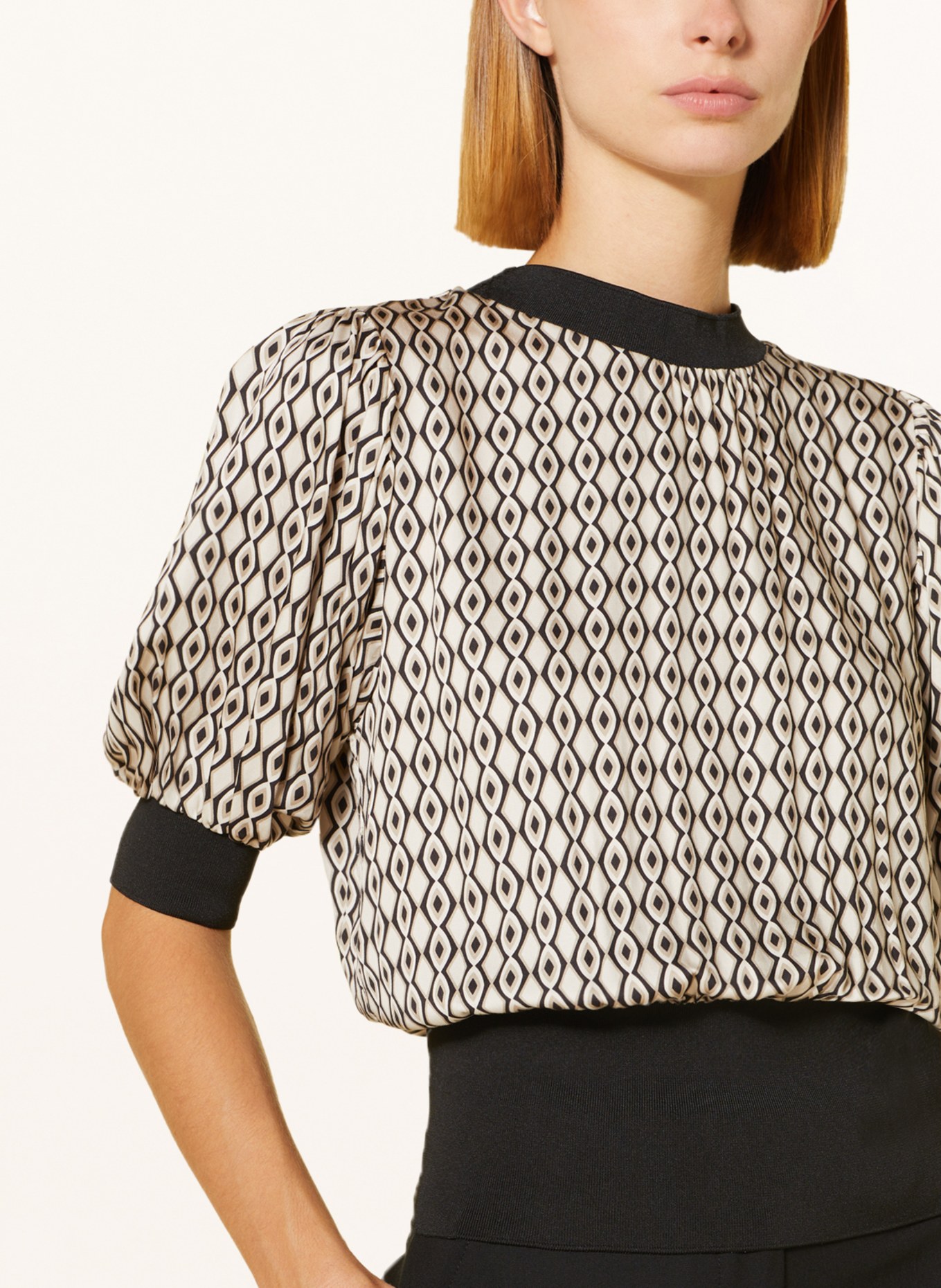 TONNO & PANNA Shirt blouse RONJA made of satin, Color: TAUPE/ BLACK (Image 4)