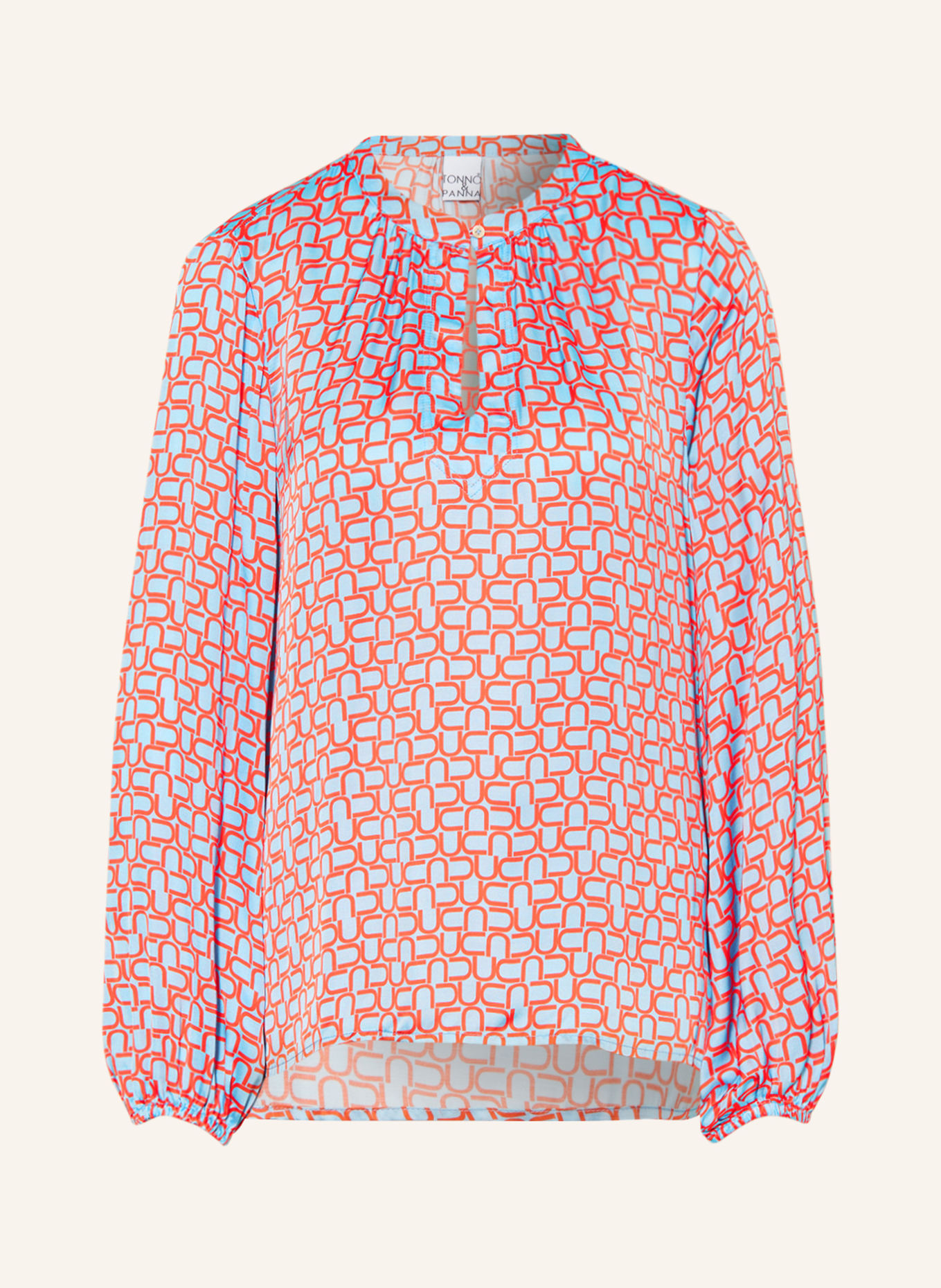 TONNO & PANNA Blusenshirt WILLOW aus Satin, Farbe: HELLBLAU/ ORANGE (Bild 1)