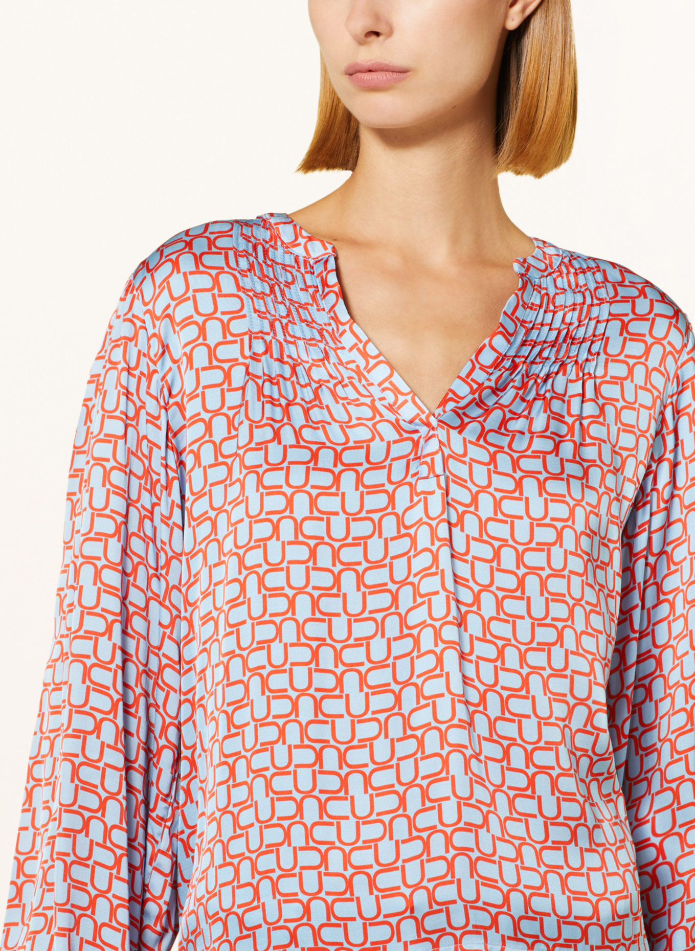 TONNO & PANNA Shirt blouse MAJVI made of satin, Color: LIGHT BLUE/ ORANGE (Image 4)