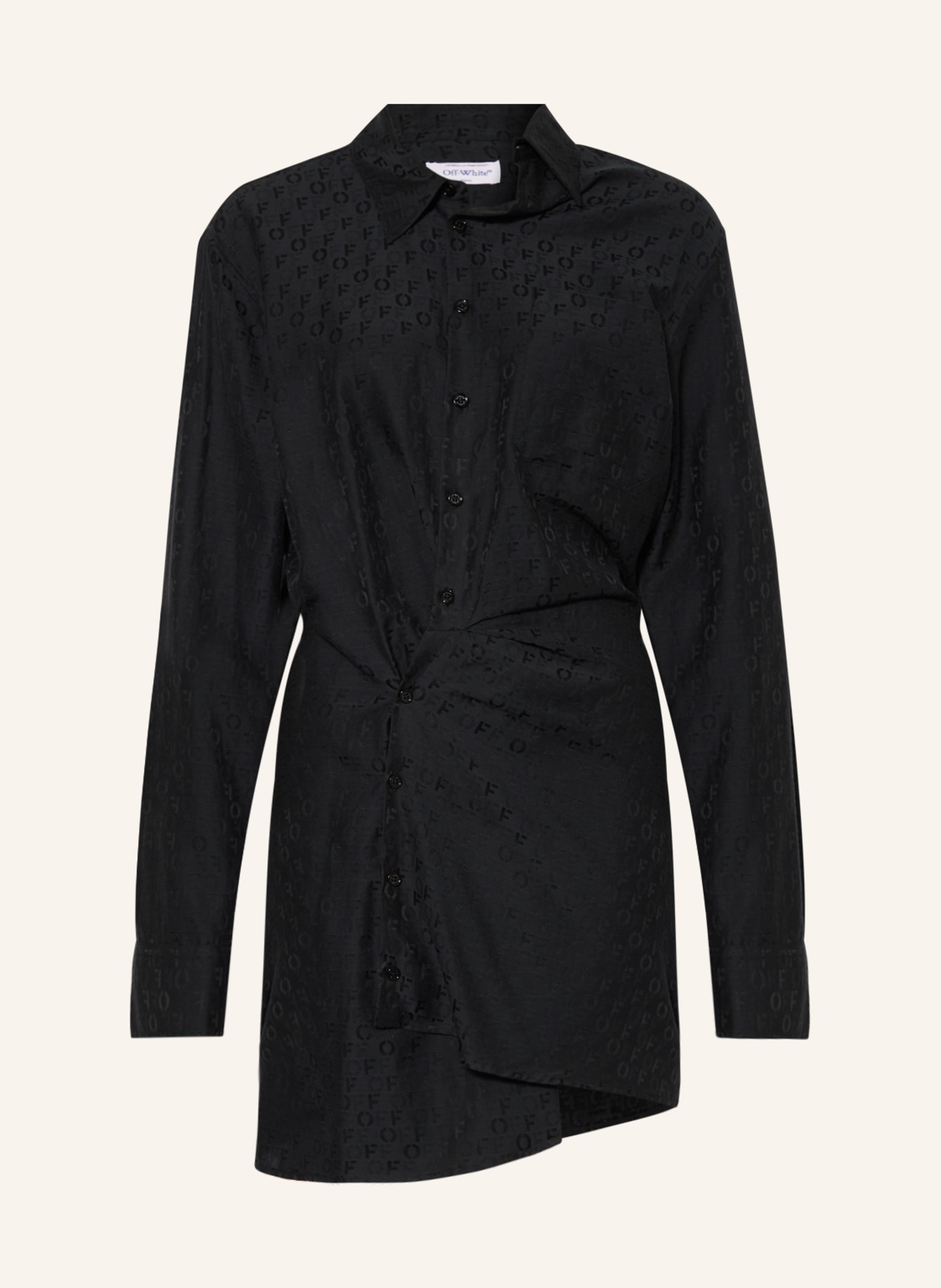 Off-White Shirt dress with silk, Color: BLACK (Image 1)