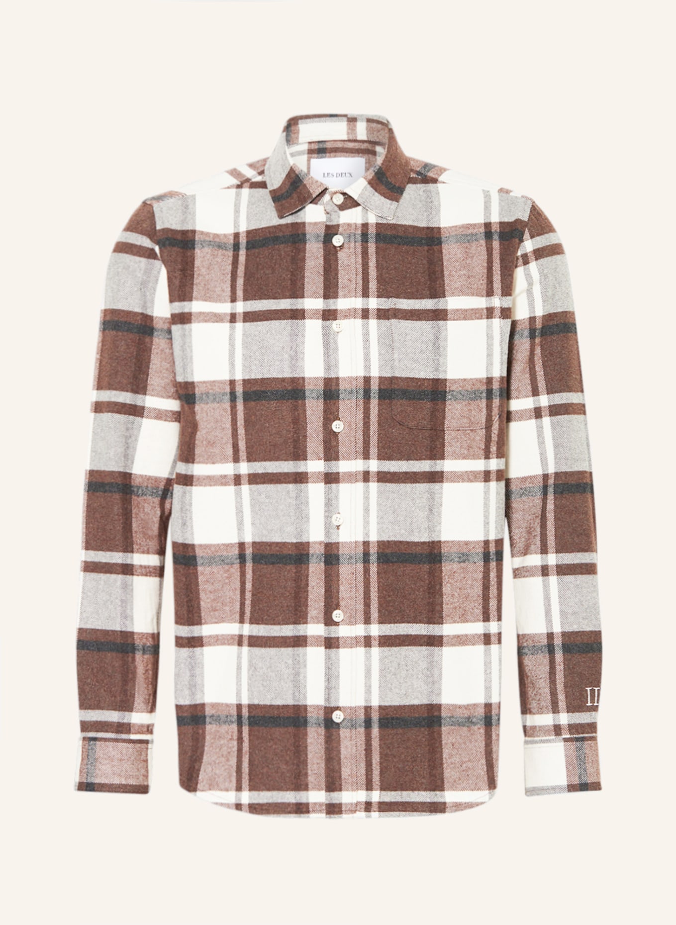 LES DEUX Flannel overshirt JEREMY, Color: WHITE/ BROWN/ GRAY (Image 1)