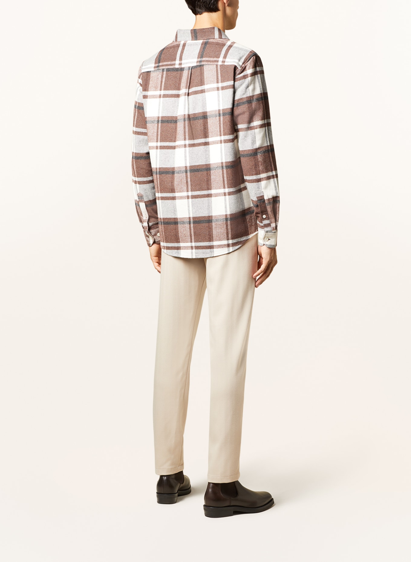 LES DEUX Flannel overshirt JEREMY, Color: WHITE/ BROWN/ GRAY (Image 3)