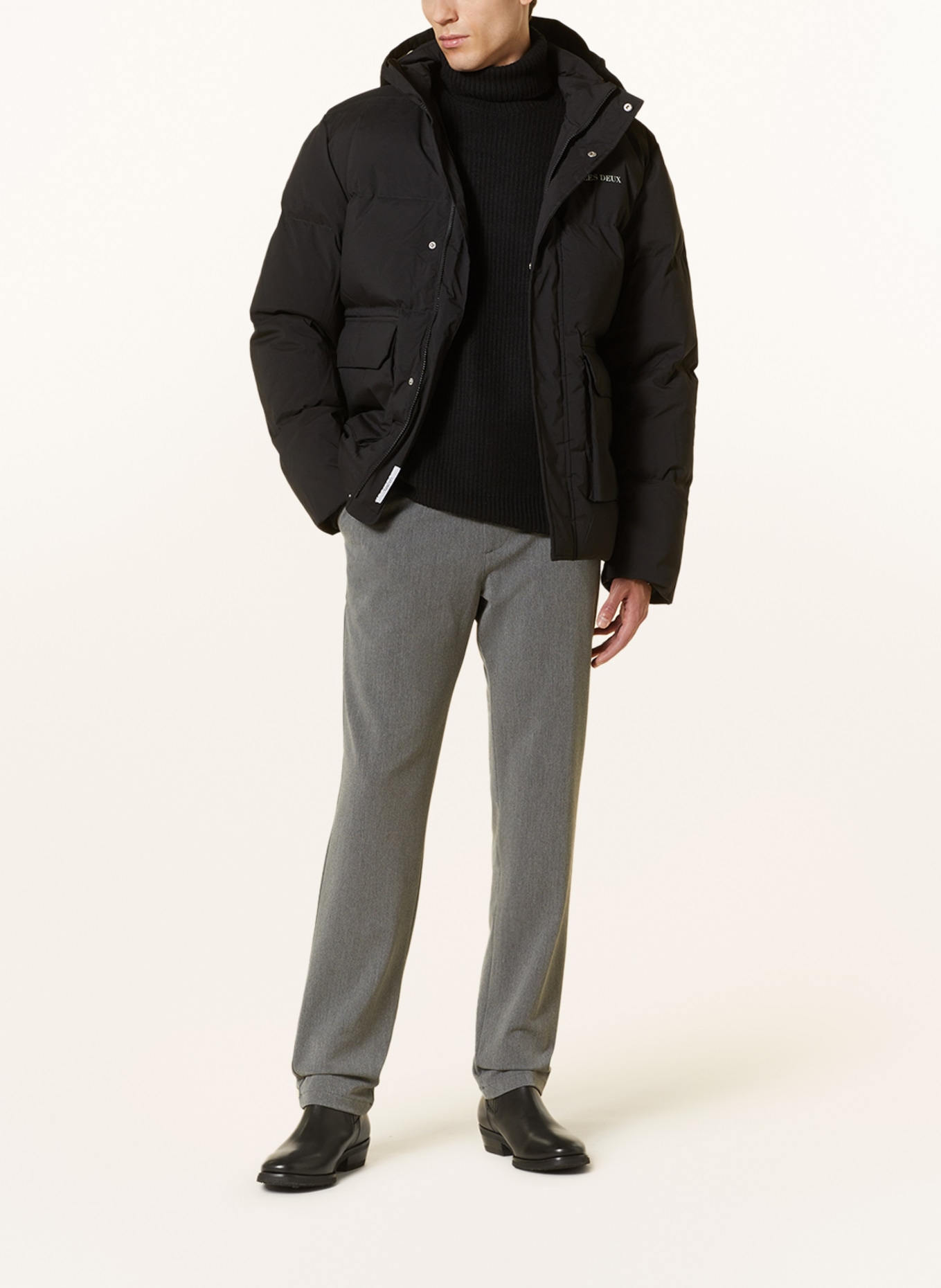 LES DEUX Down jacket MADDOX with detachable hood, Color: BLACK (Image 2)
