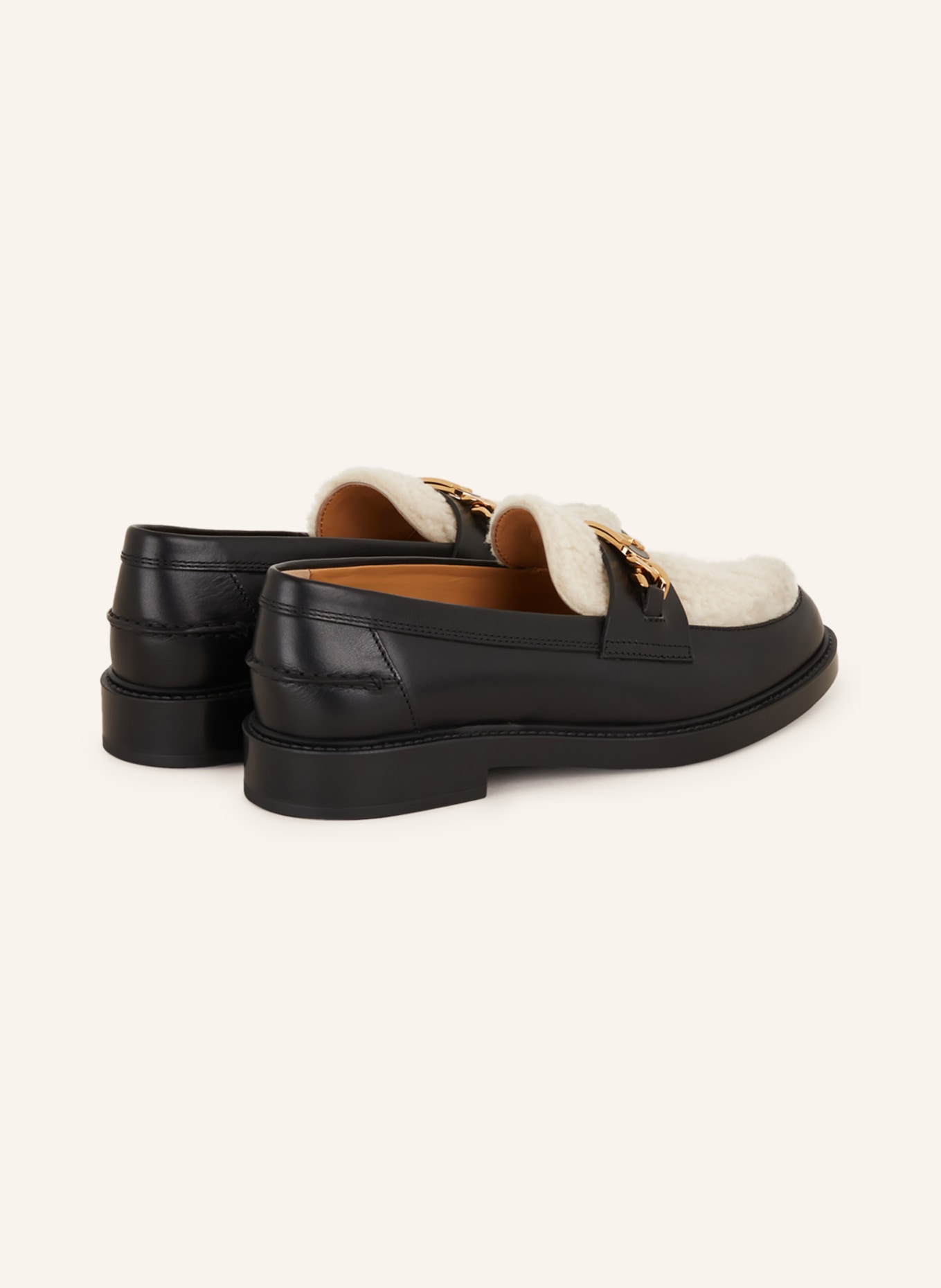 TOD'S Loafers with real fur, Color: BLACK/ ECRU (Image 2)
